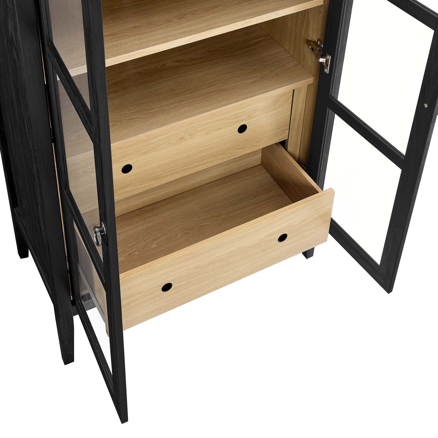 Nolan Tall Arched Storage Display Cabinet by Modway EEI-6639-BLK-OAK