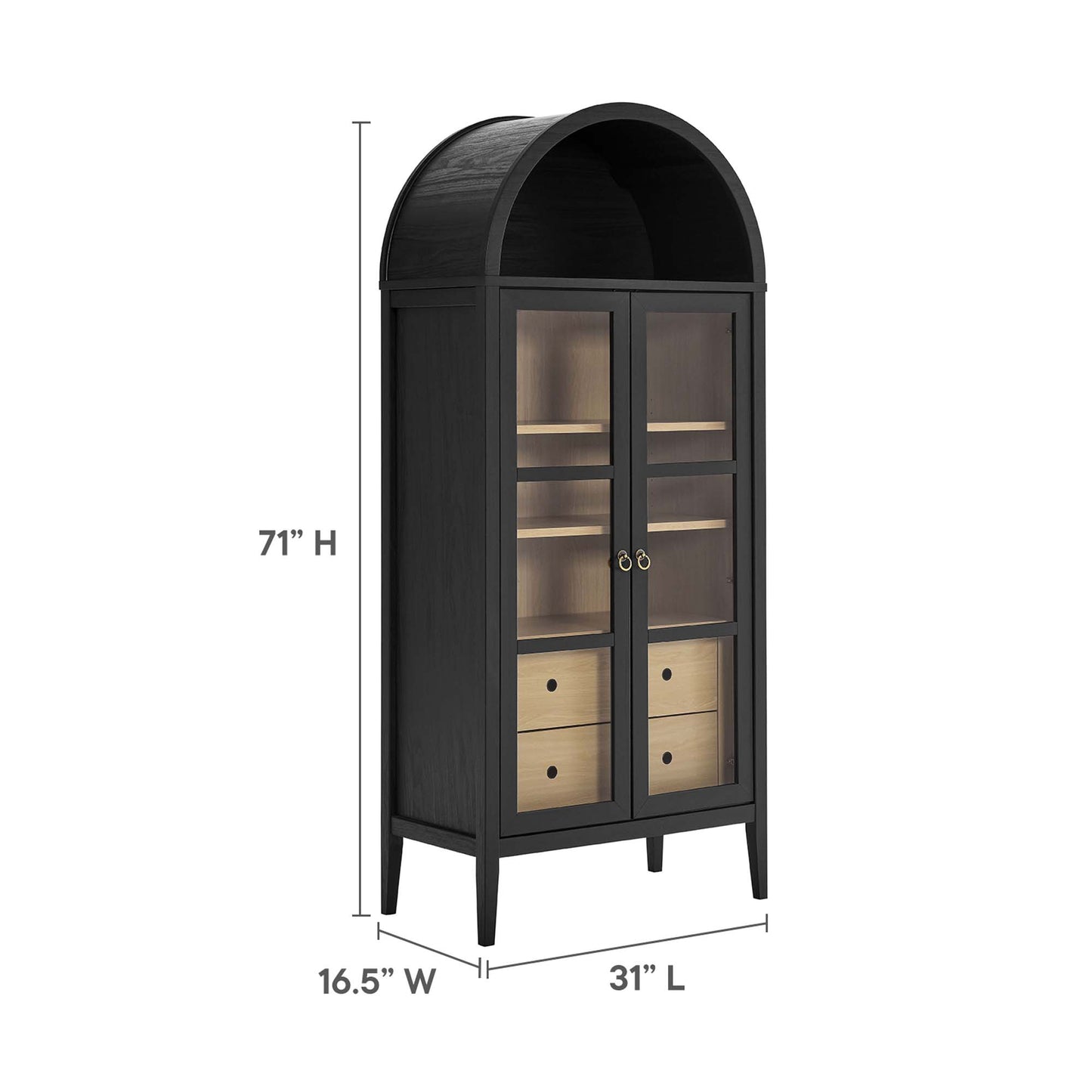 Nolan Tall Arched Storage Display Cabinet by Modway EEI-6639-BLK-OAK