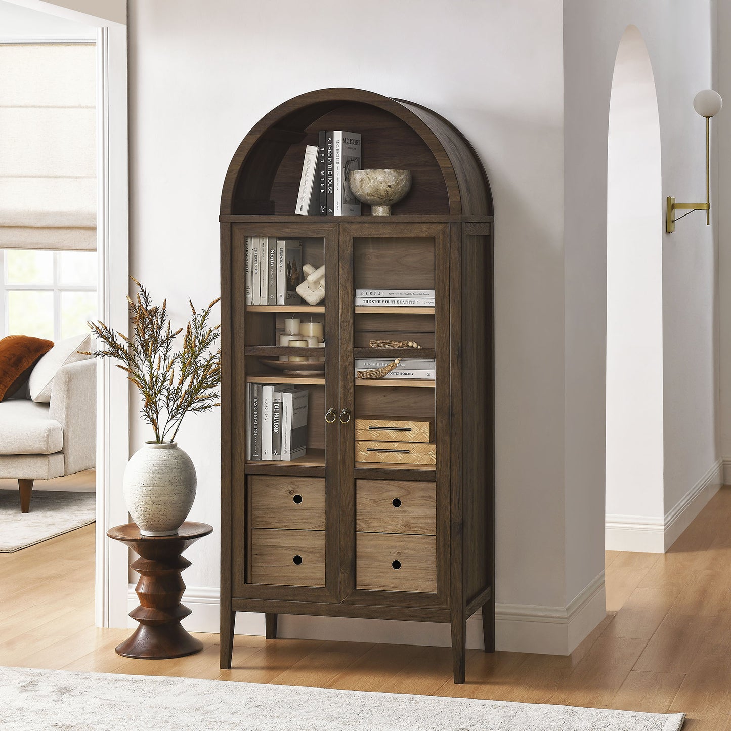 Nolan Tall Arched Storage Display Cabinet by Modway EEI-6639-WAL-HCK