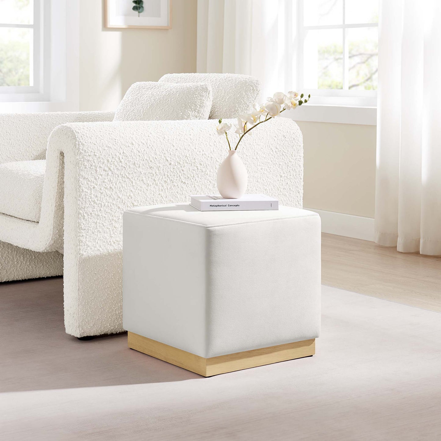 Tilden 17" Square Performance Velvet Upholstered Ottoman by Modway