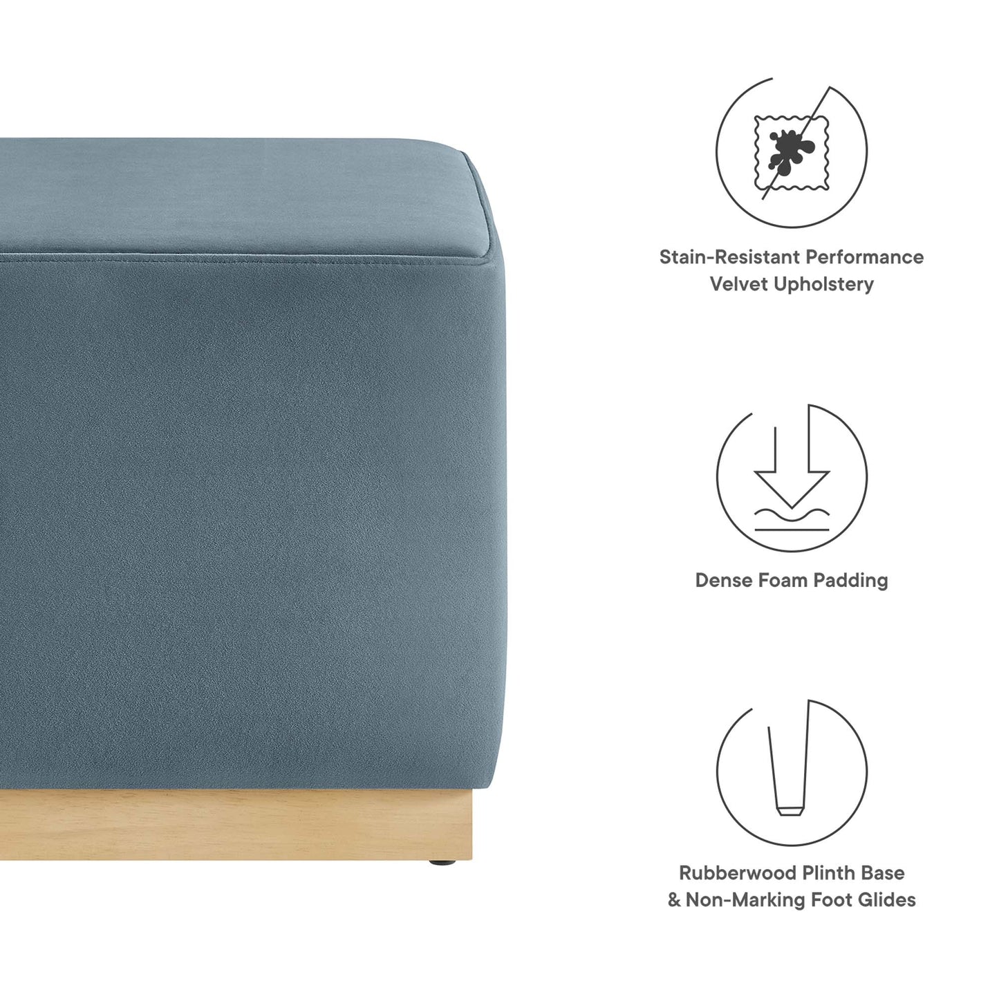 Tilden 17" Square Performance Velvet Upholstered Ottoman by Modway EEI-6640-CAB-NAT