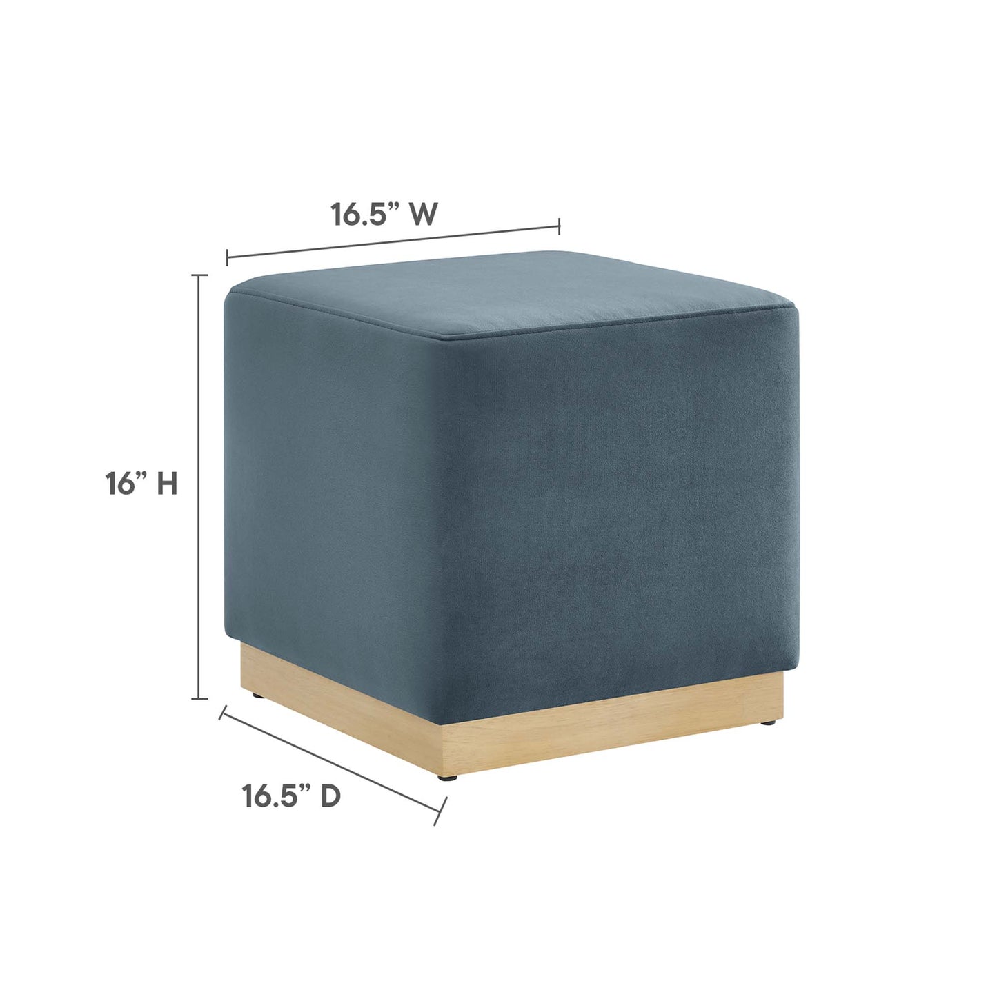 Tilden 17" Square Performance Velvet Upholstered Ottoman by Modway EEI-6640-CAB-NAT