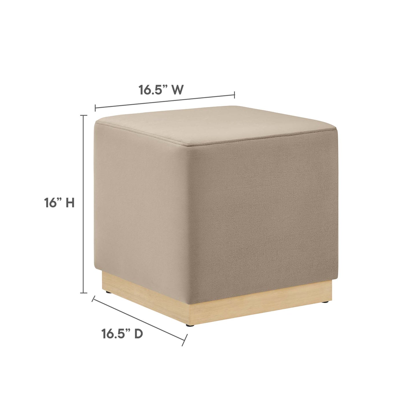 Tilden 17" Square Performance Velvet Upholstered Ottoman by Modway EEI-6640-TAU-NAT