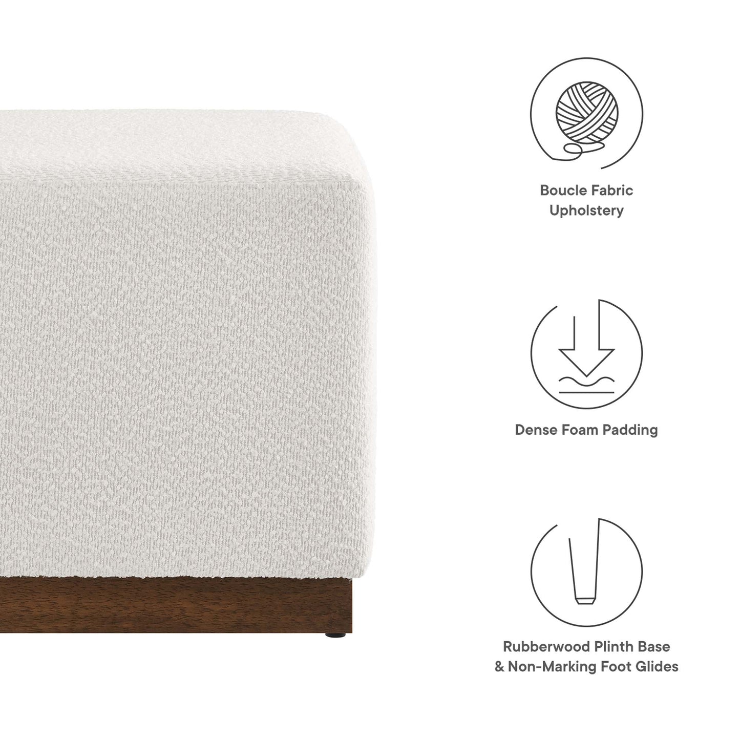 Tilden 17" Square Boucle Upholstered Ottoman by Modway EEI-6641-CLO-WAL