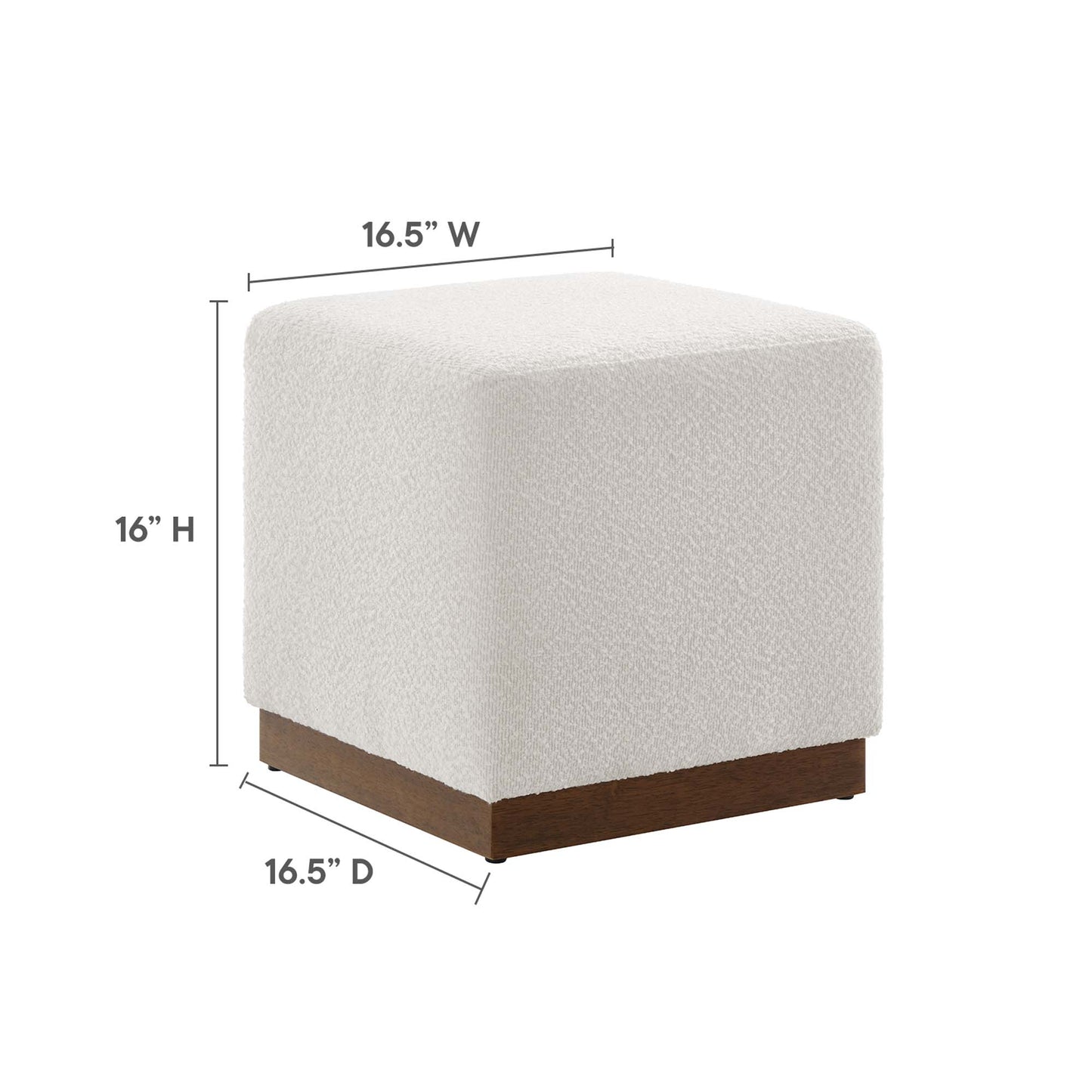 Tilden 17" Square Boucle Upholstered Ottoman by Modway EEI-6641-CLO-WAL