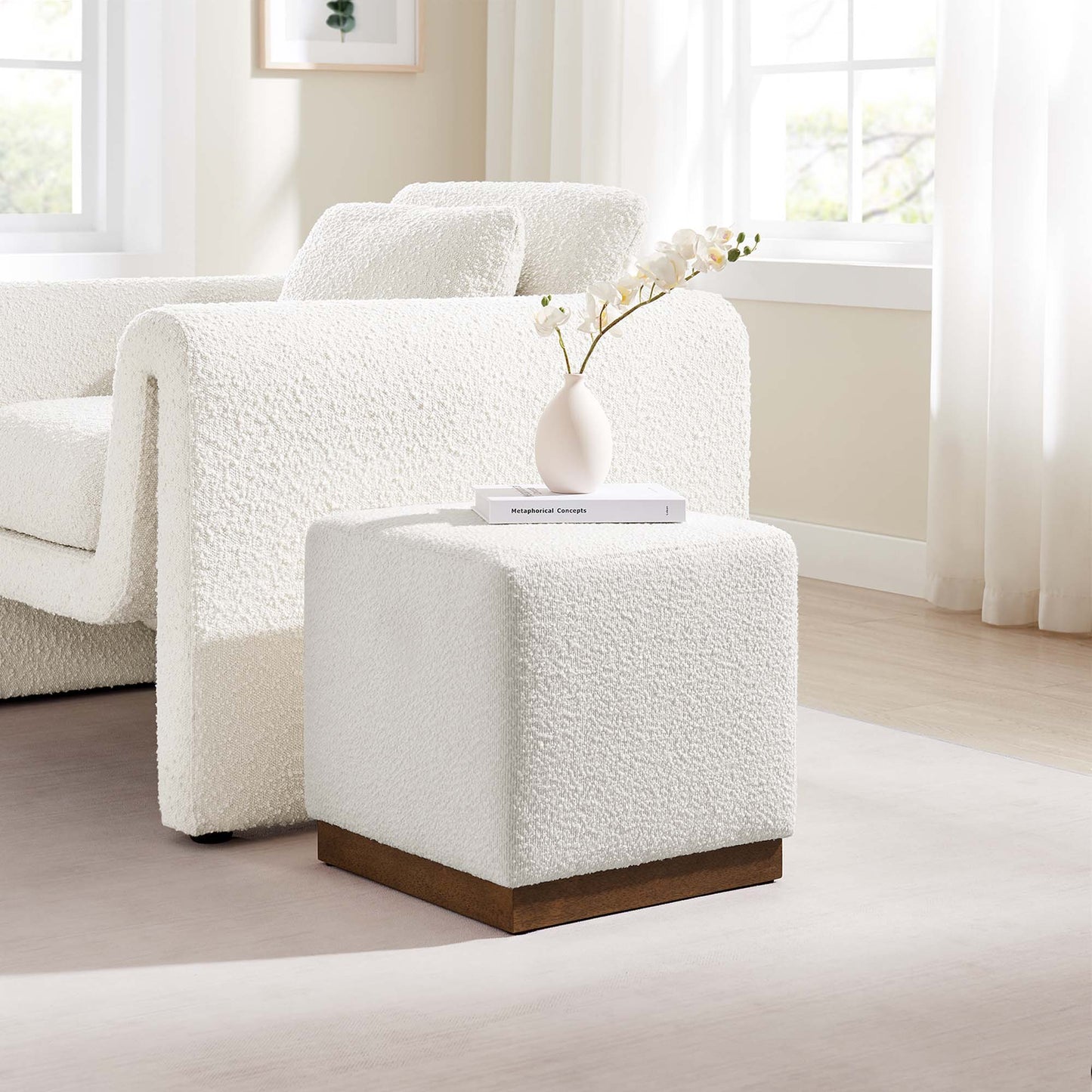 Tilden 17" Square Boucle Upholstered Ottoman by Modway EEI-6641-CLO-WAL