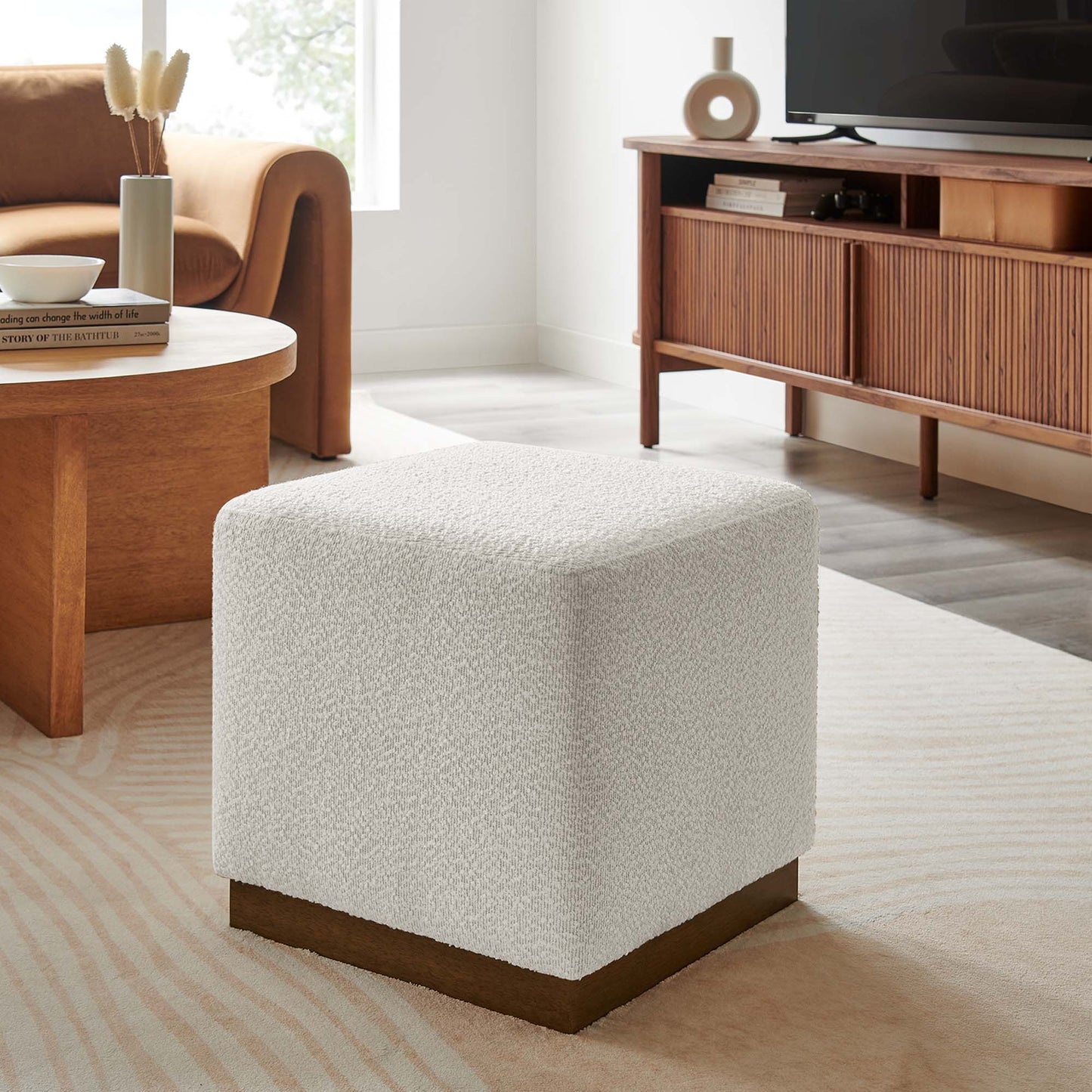Tilden 17" Square Boucle Upholstered Ottoman by Modway EEI-6641-CLO-WAL
