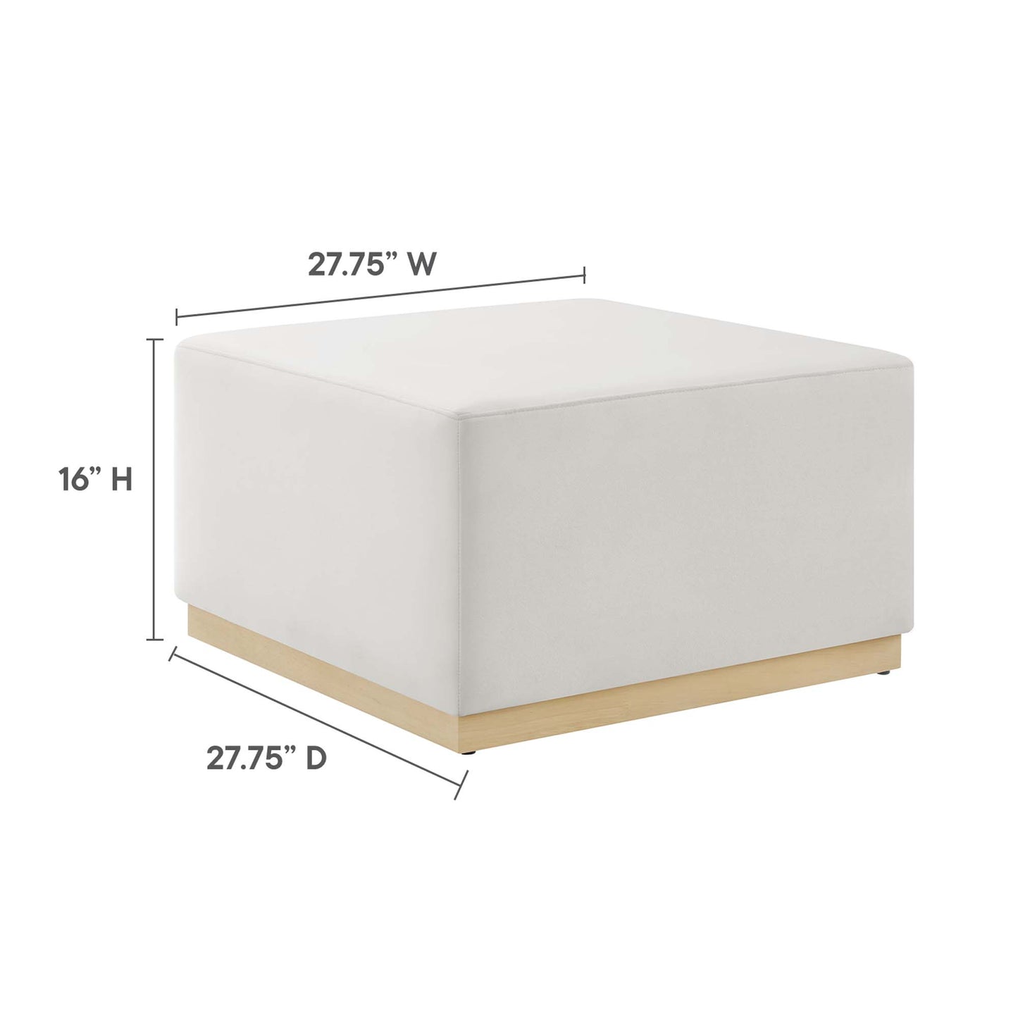 Tilden Large 28" Square Performance Velvet Upholstered Ottoman by Modway