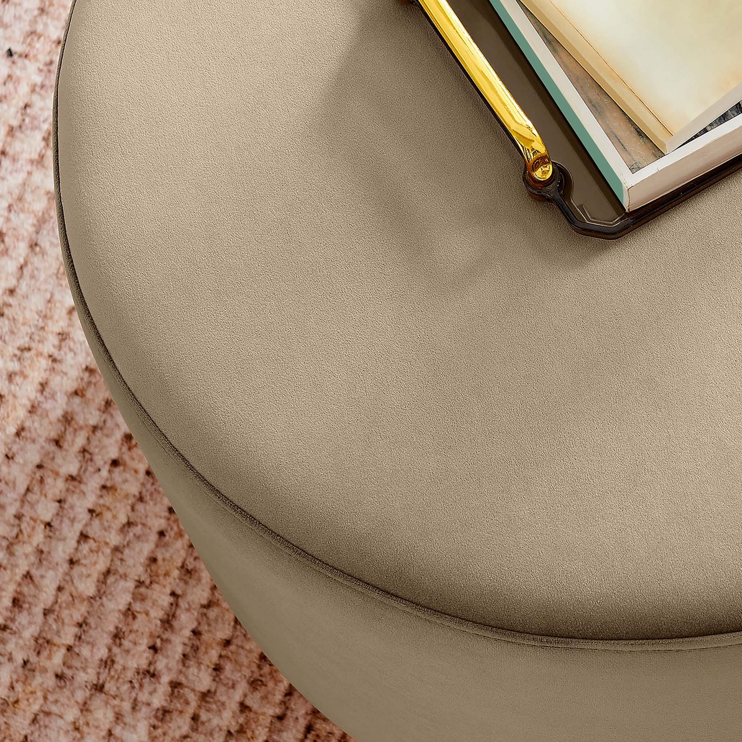 Tilden Large 23" Round Performance Velvet Upholstered Ottoman by Modway EEI-6646-TAU-NAT
