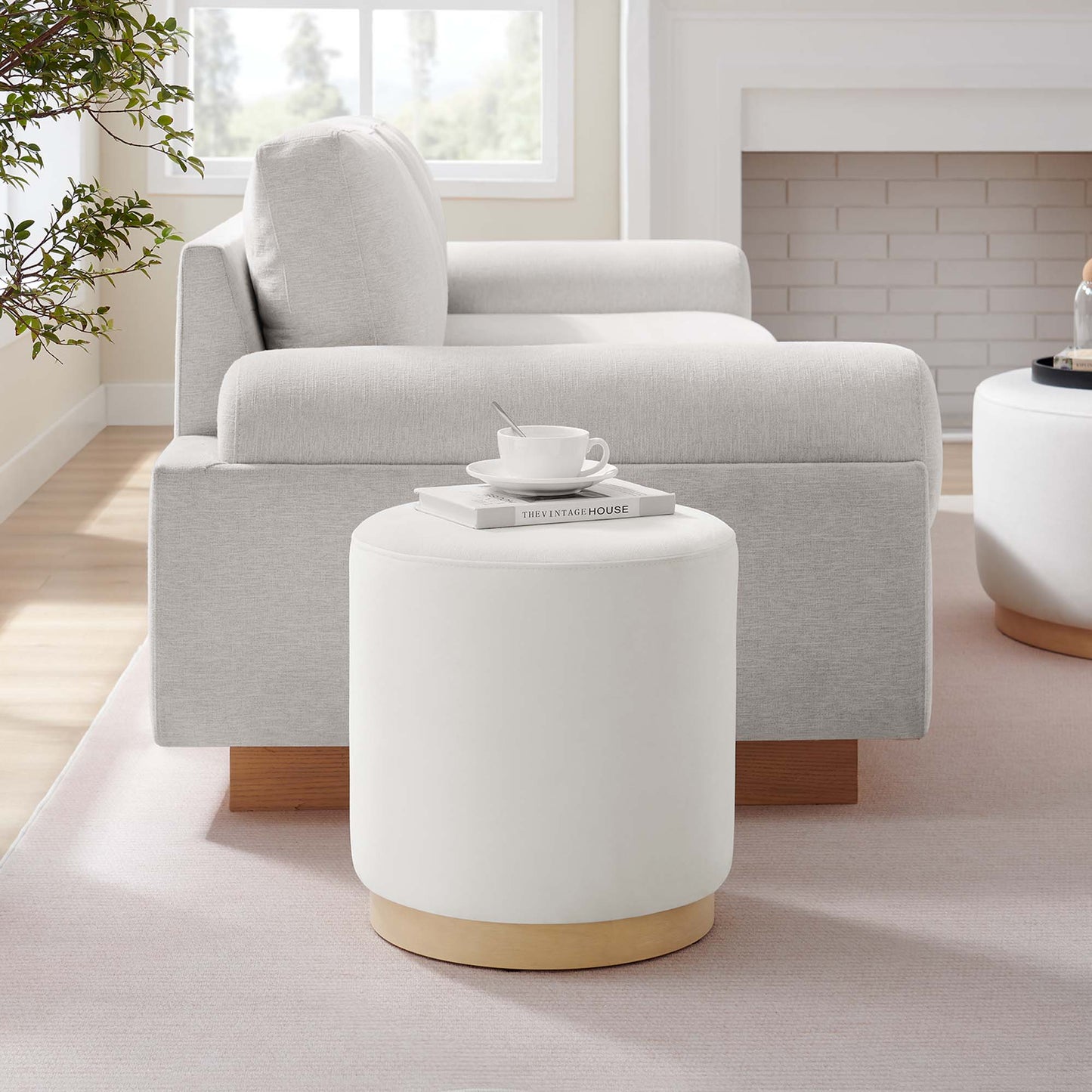 Tilden 16" Round Performance Velvet Upholstered Ottoman by Modway EEI-6652-ALA-NAT