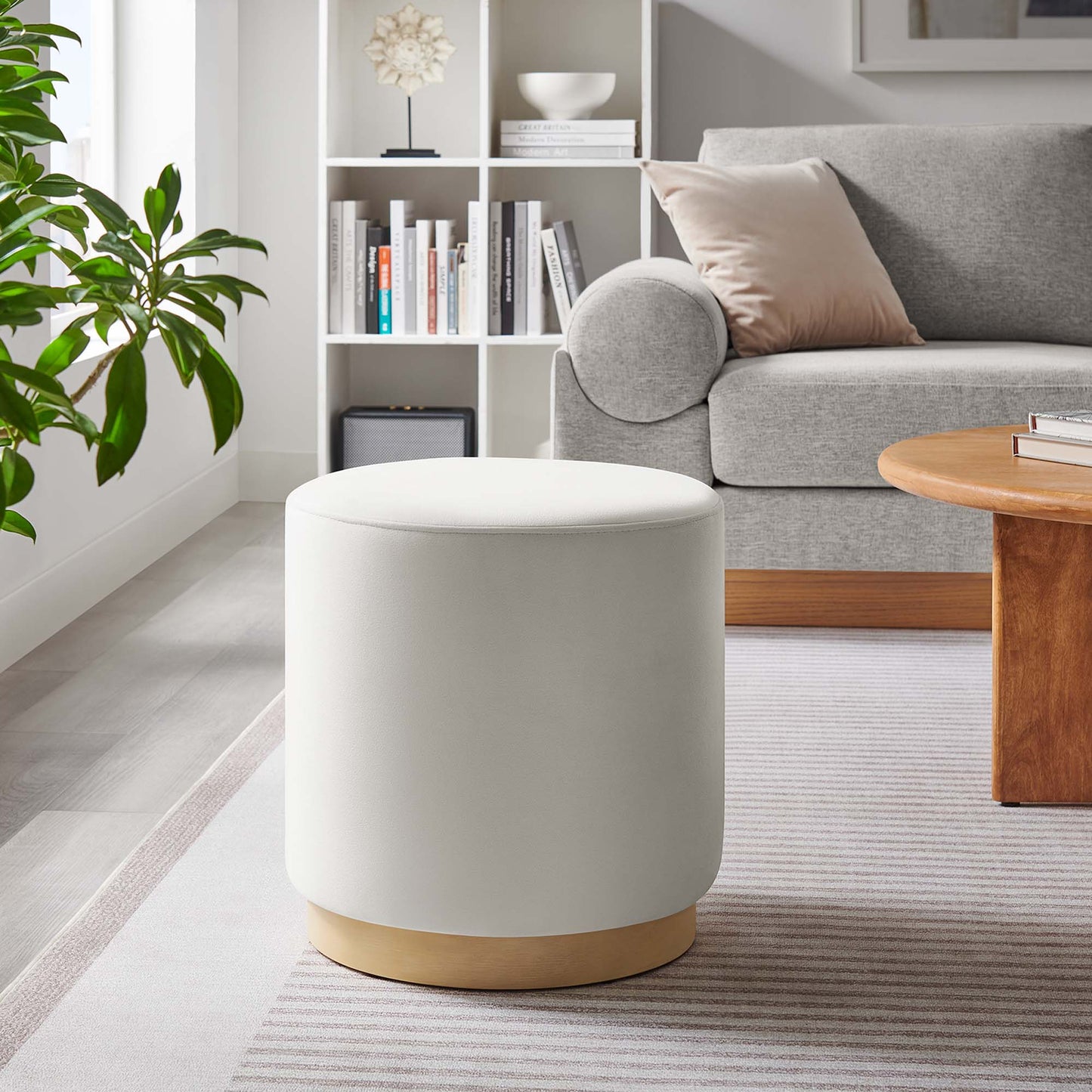 Tilden 16" Round Performance Velvet Upholstered Ottoman by Modway EEI-6652-ALA-NAT