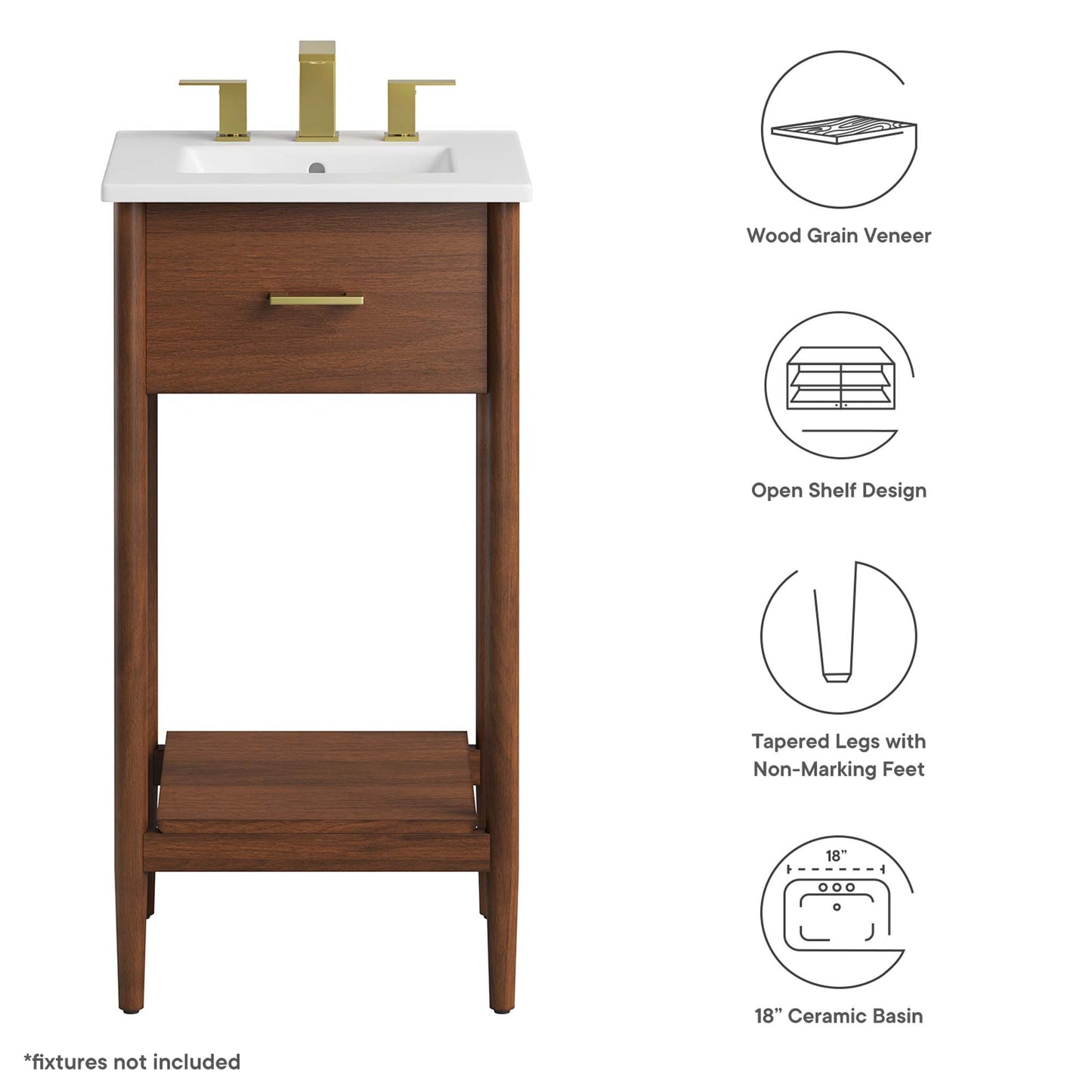 Zaire 18" Bathroom Vanity by Modway EEI-6658-WAL-WHI