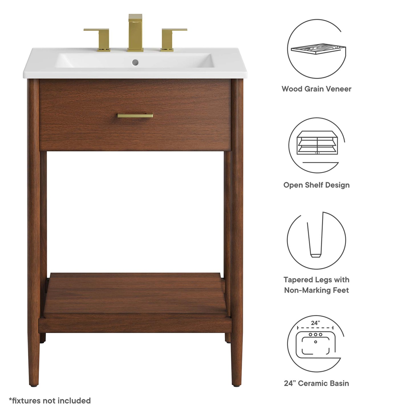 Zaire 24" Bathroom Vanity by Modway EEI-6660-WAL-WHI