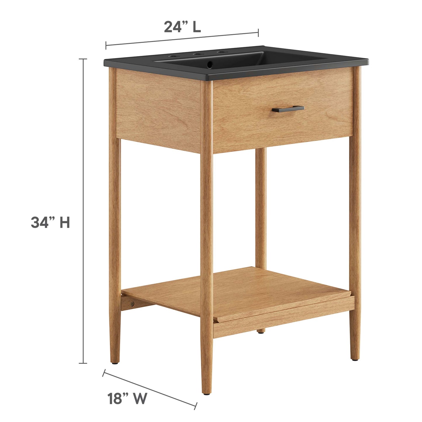 Zaire 24" Bathroom Vanity by Modway EEI-6661-NAT-BLK