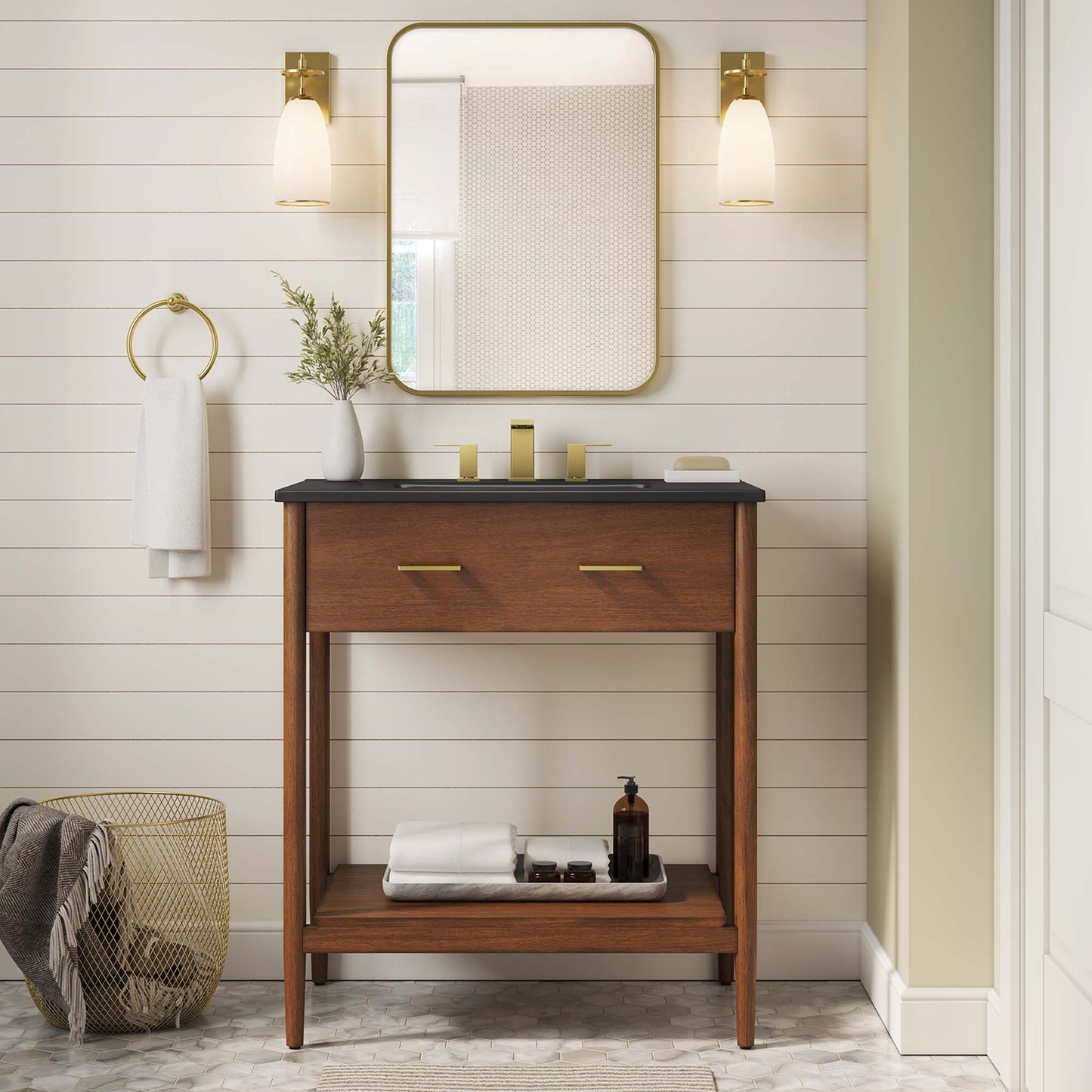 Zaire 30" Bathroom Vanity by Modway EEI-6663-WAL-BLK