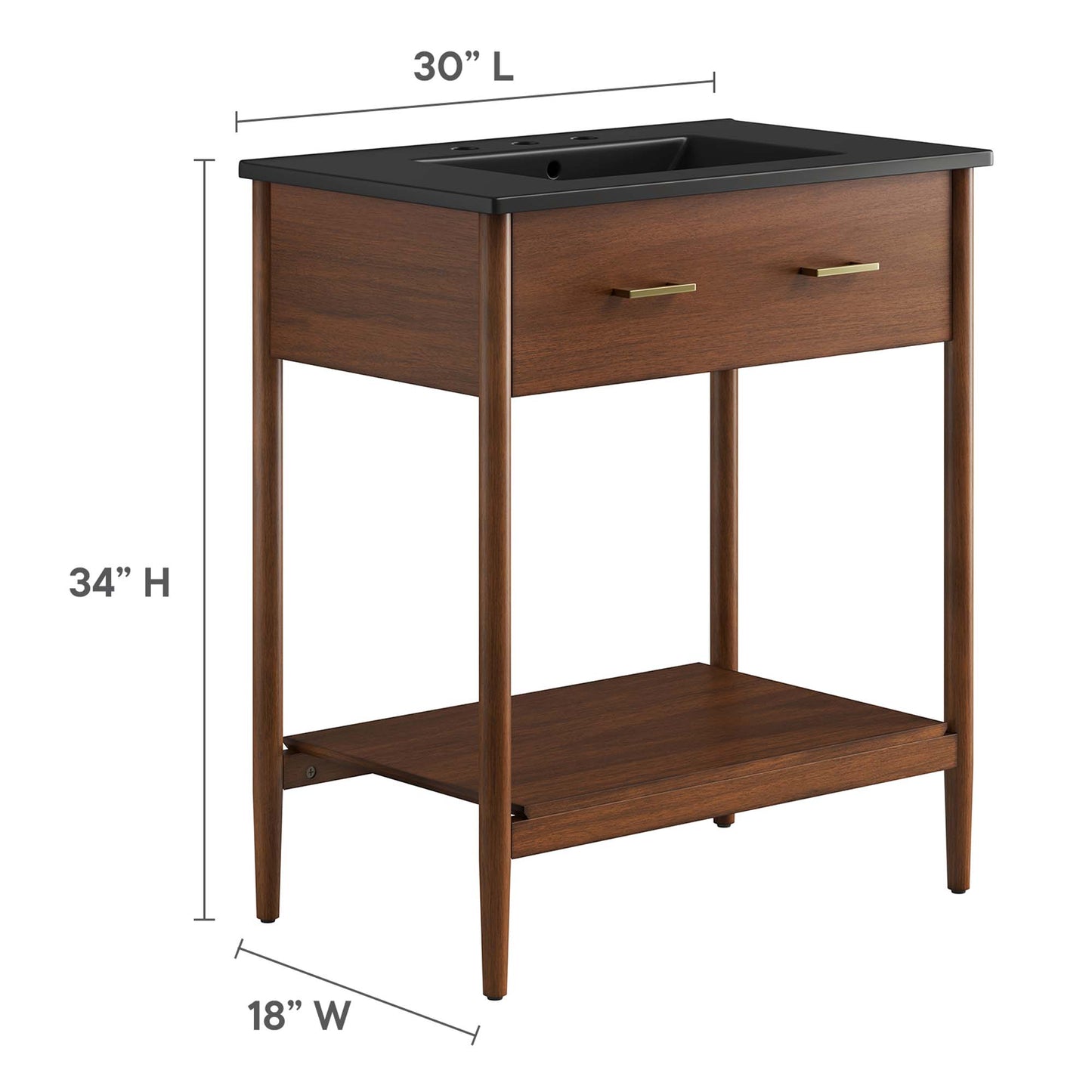 Zaire 30" Bathroom Vanity by Modway EEI-6663-WAL-BLK