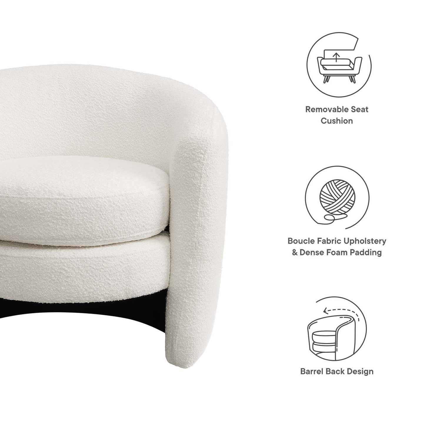 Affinity Upholstered Boucle Fabric Curved Back Armchair by Modway