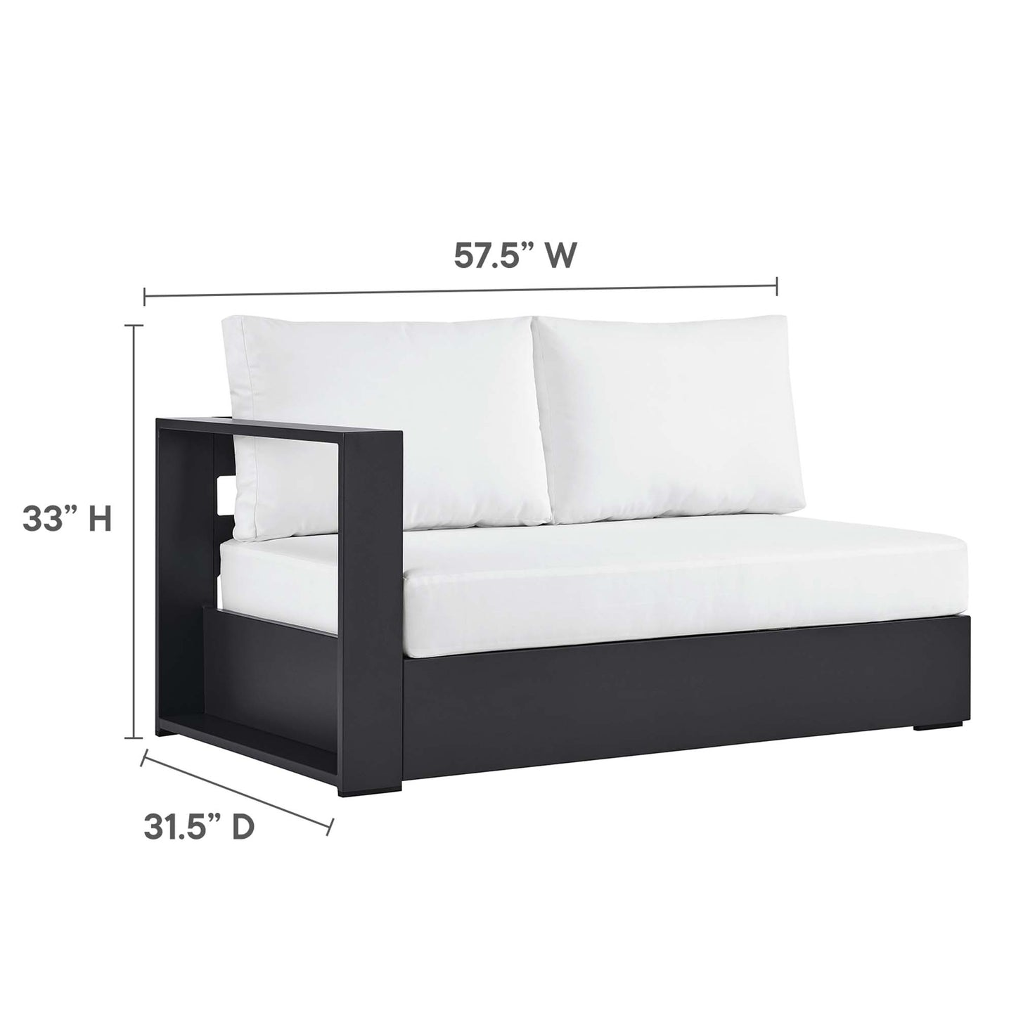 Tahoe 2-Piece Outdoor Patio Powder-Coated Aluminum Right-Facing Chaise Sectional Sofa Set by Modway EEI-6669-GRY-WHI