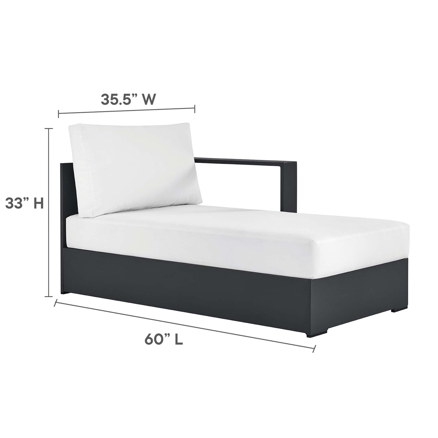 Tahoe 2-Piece Outdoor Patio Powder-Coated Aluminum Right-Facing Chaise Sectional Sofa Set by Modway EEI-6669-GRY-WHI