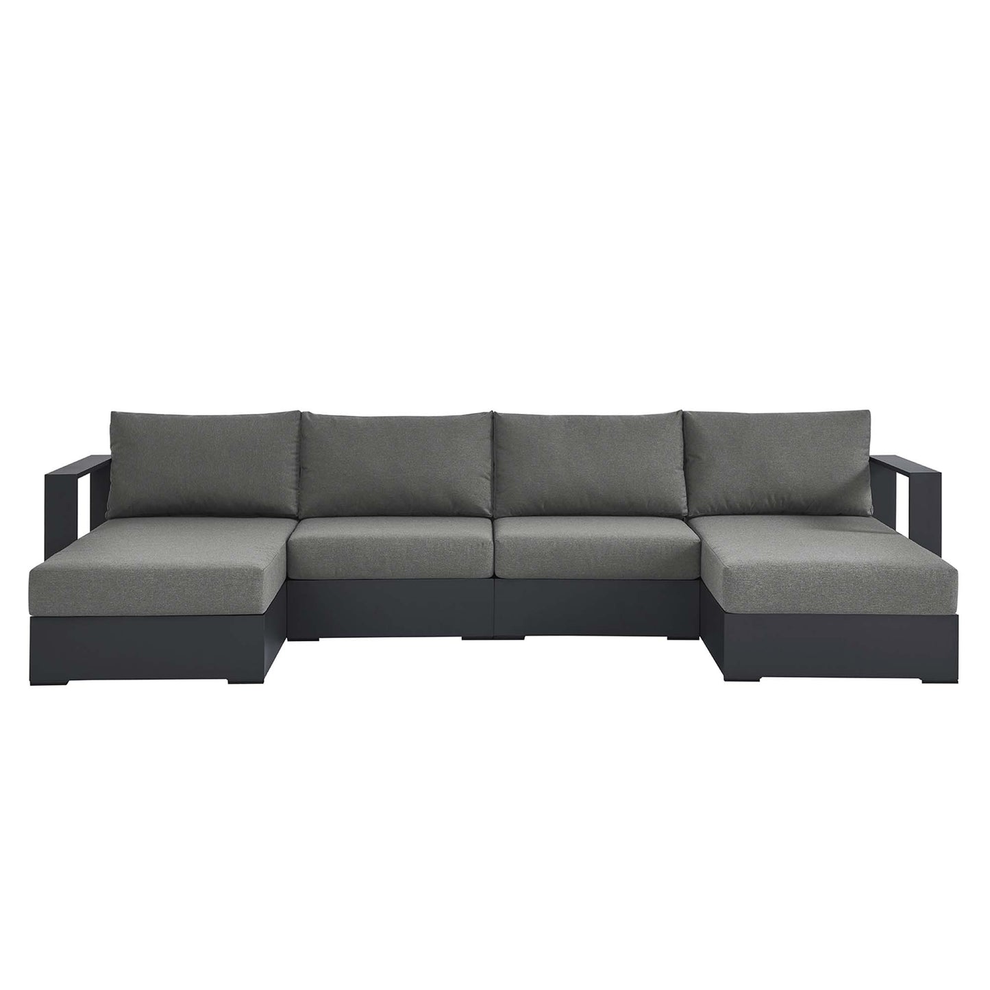 Tahoe 4-Piece Outdoor Patio Powder-Coated Aluminum Sectional Sofa Set by Modway EEI-6676-GRY-CHA