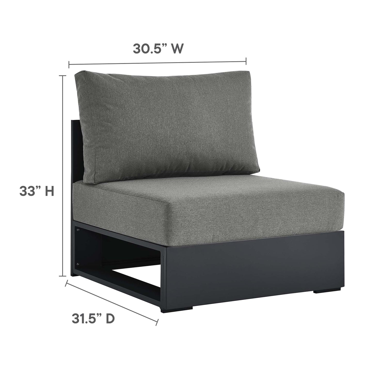Tahoe 4-Piece Outdoor Patio Powder-Coated Aluminum Sectional Sofa Set by Modway EEI-6676-GRY-CHA