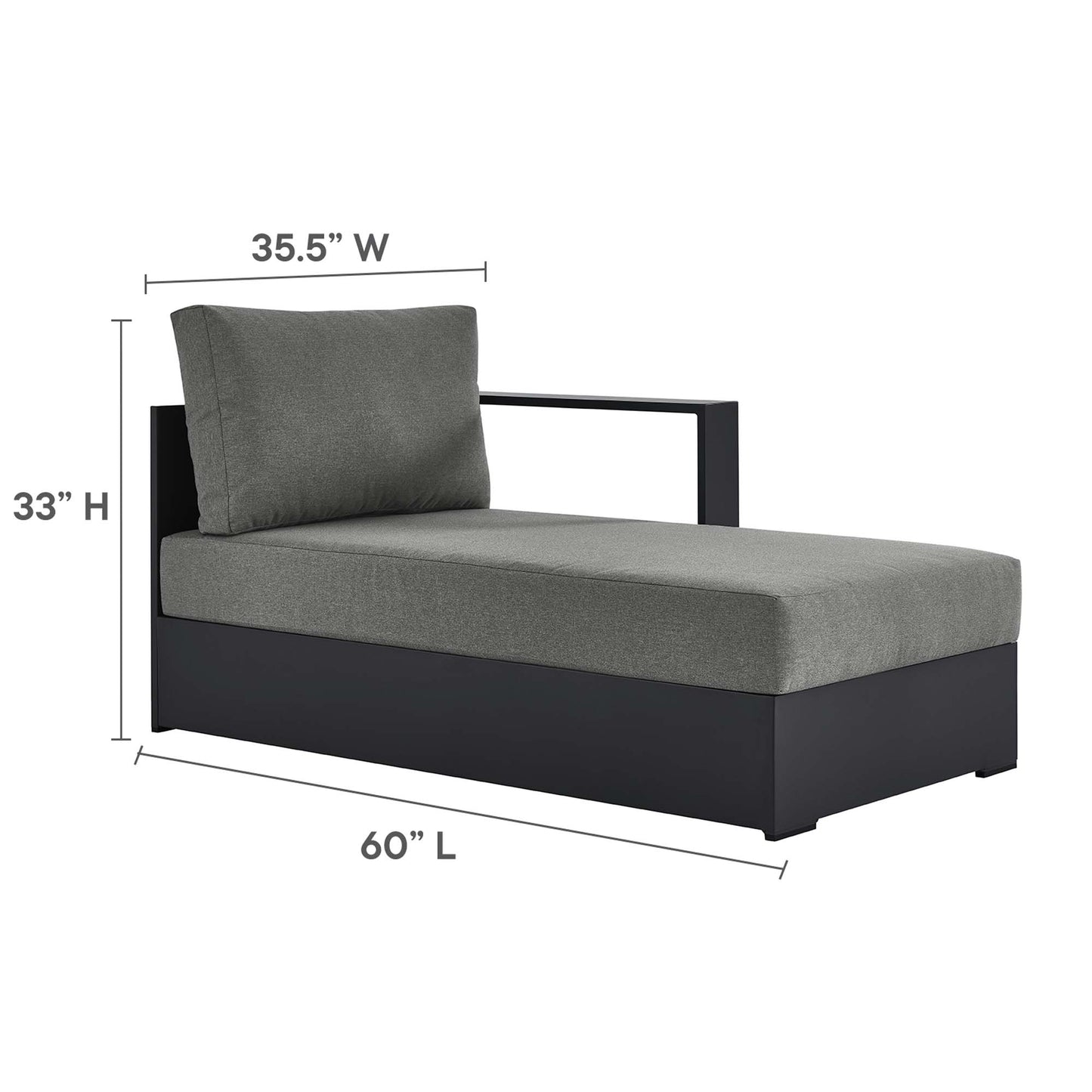 Tahoe 4-Piece Outdoor Patio Powder-Coated Aluminum Sectional Sofa Set by Modway EEI-6676-GRY-CHA