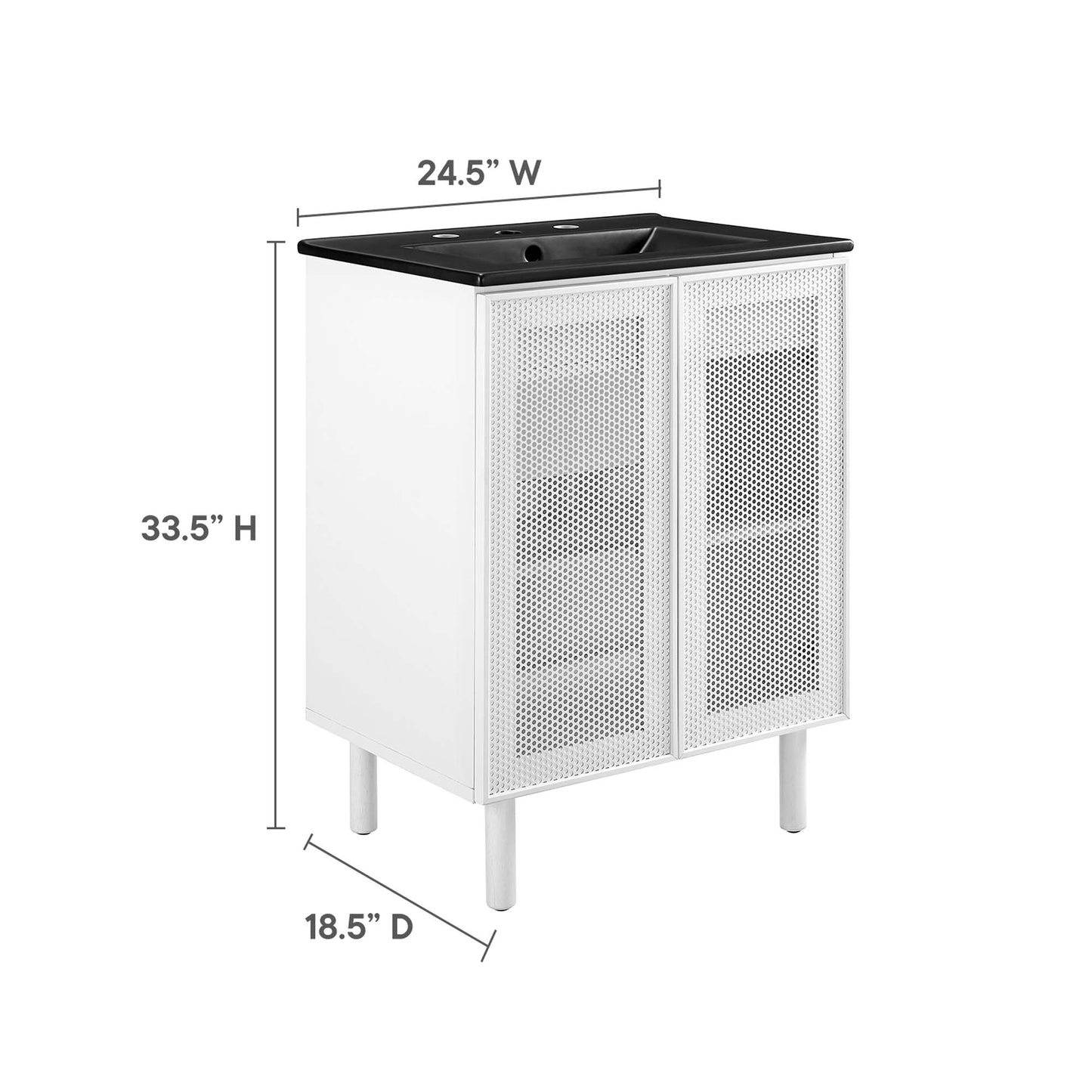 Calla 24" Perforated Metal Bathroom Vanity by Modway EEI-6679-BLK-WHI