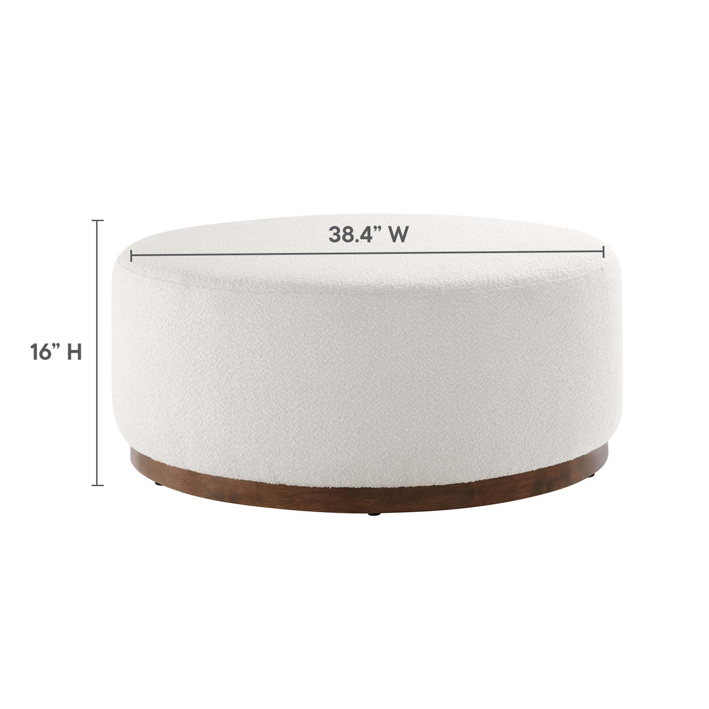Tilden Large 38" Round Boucle Upholstered Upholstered Ottoman by Modway EEI-6682-CLO-WAL