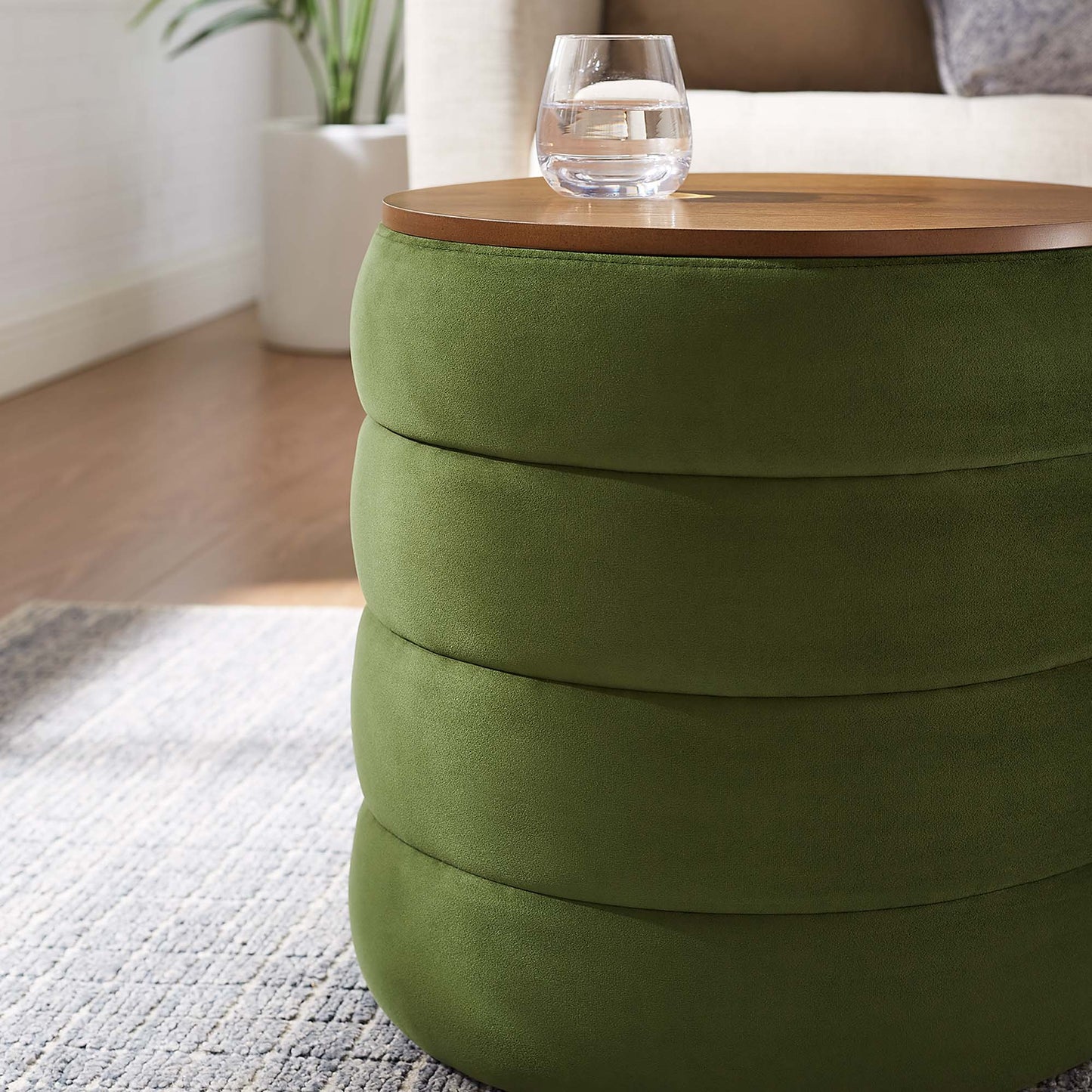 Mezzo Round Performance Velvet Storage Ottoman by Modway EEI-6684-MOG