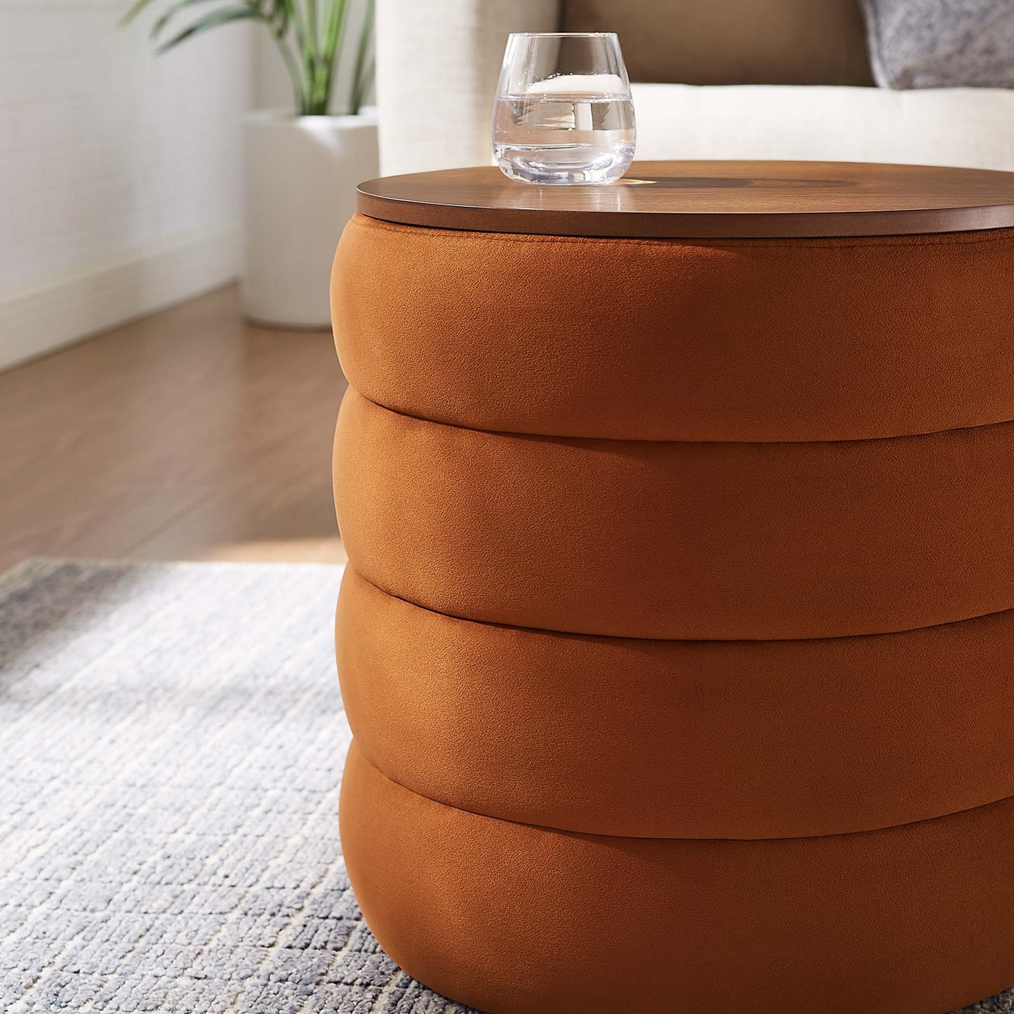 Mezzo Round Performance Velvet Storage Ottoman by Modway EEI-6684-RUS