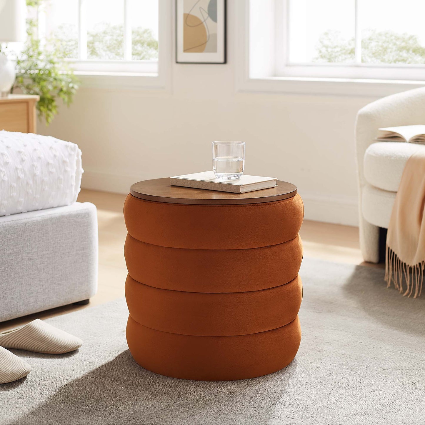 Mezzo Round Performance Velvet Storage Ottoman by Modway EEI-6684-RUS