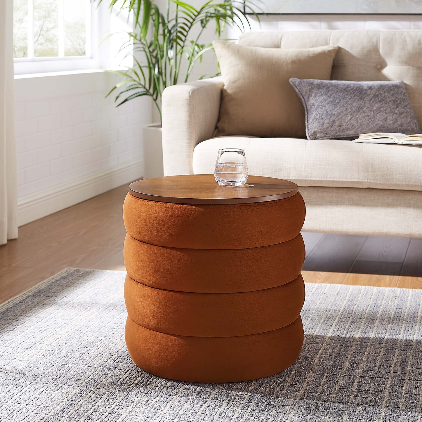 Mezzo Round Performance Velvet Storage Ottoman by Modway EEI-6684-RUS