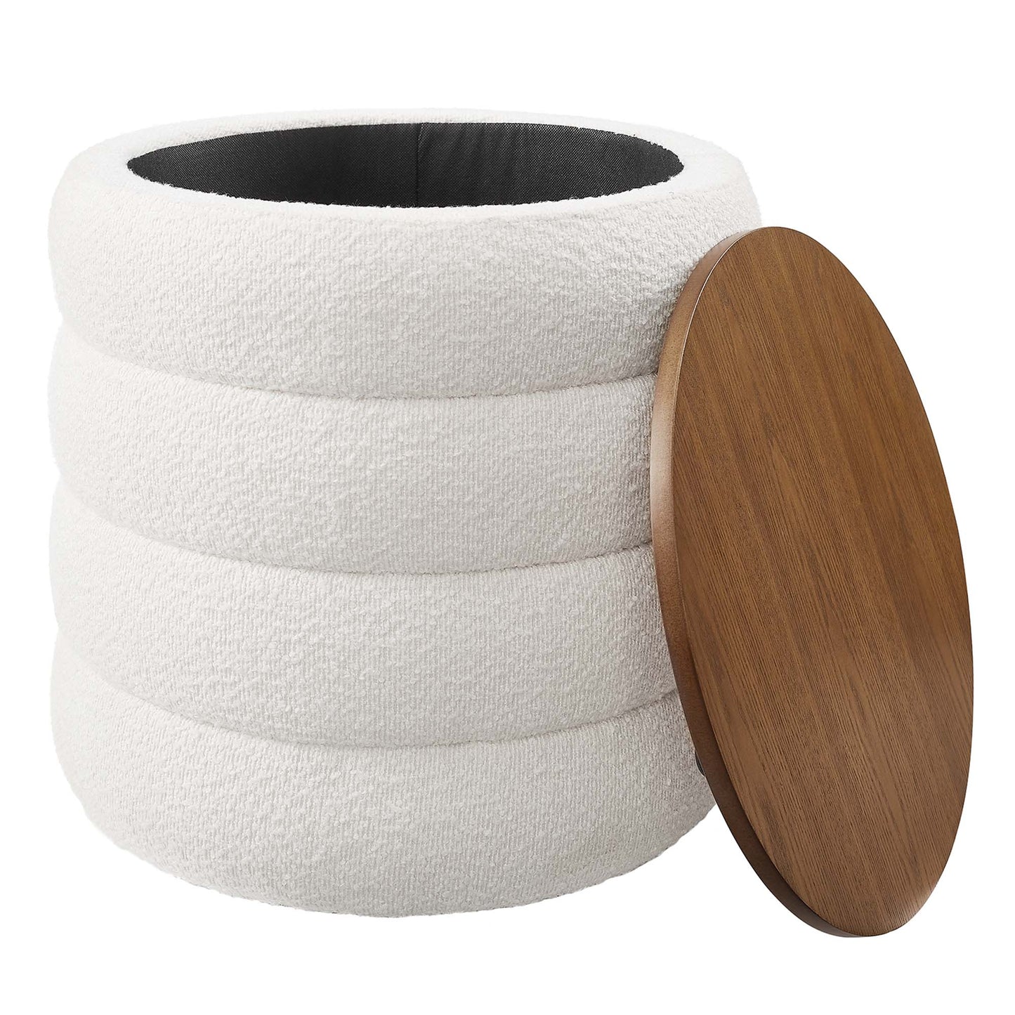Mezzo Round Boucle Fabric Storage Ottoman by Modway EEI-6685-CLO