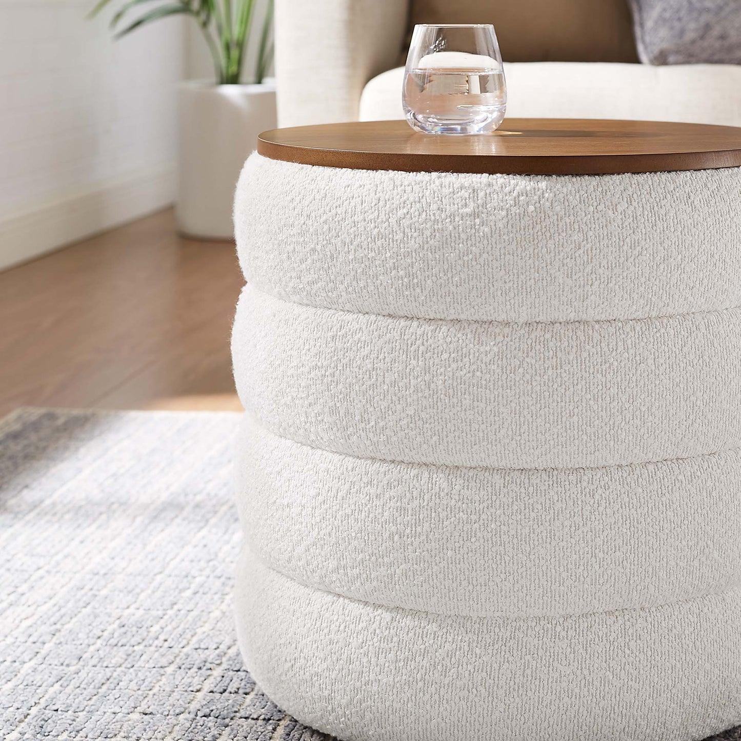 Mezzo Round Boucle Fabric Storage Ottoman by Modway EEI-6685-CLO