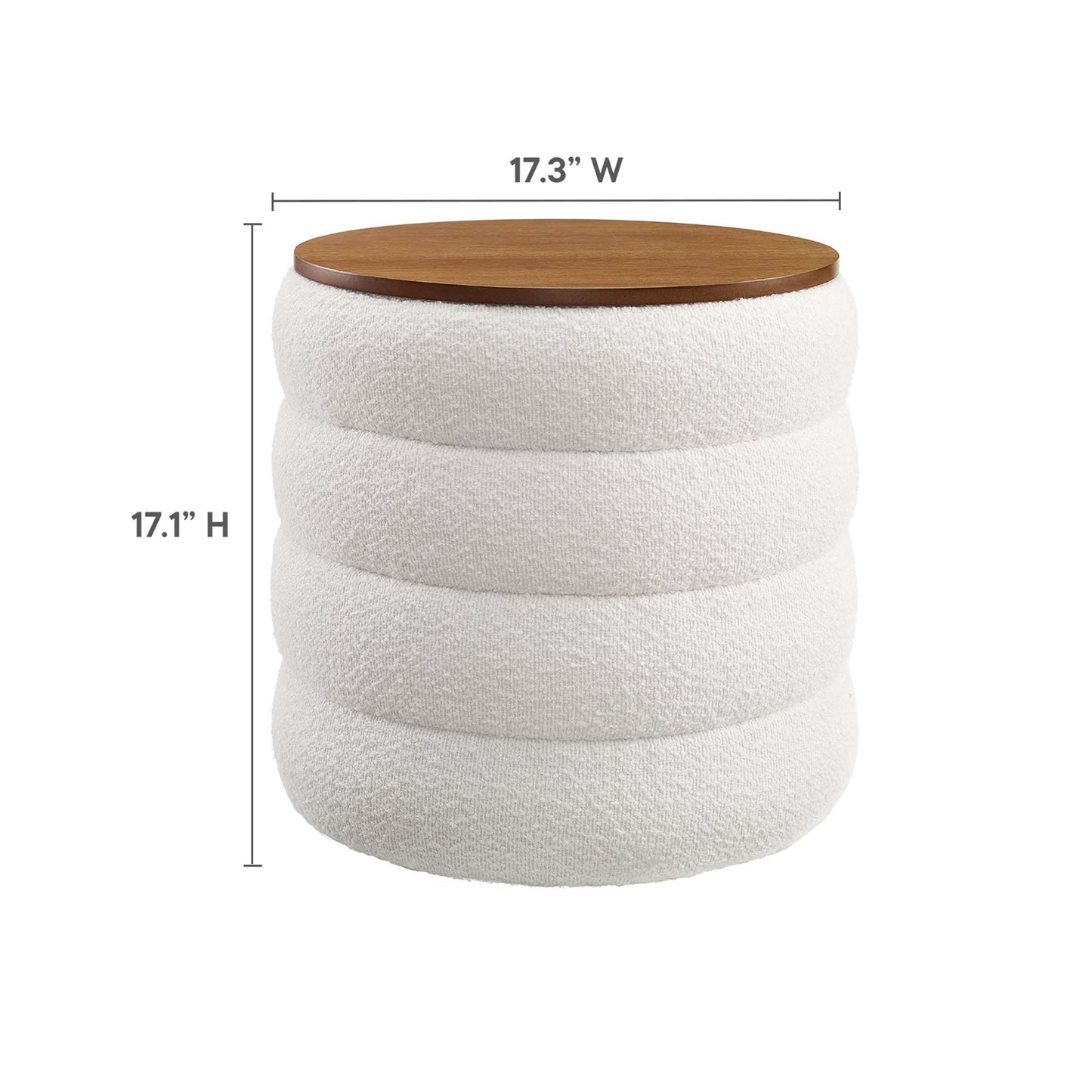 Mezzo Round Boucle Fabric Storage Ottoman by Modway EEI-6685-CLO