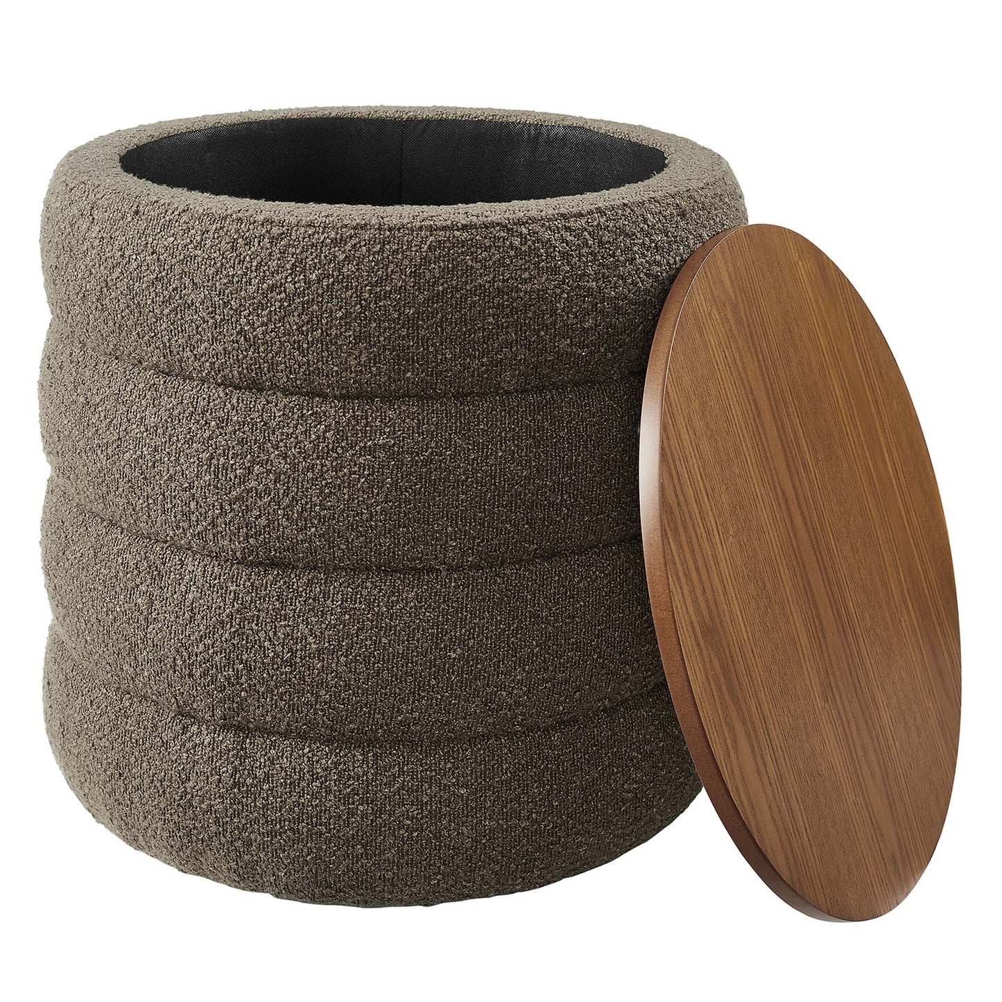 Mezzo Round Boucle Fabric Storage Ottoman by Modway EEI-6685-PEB