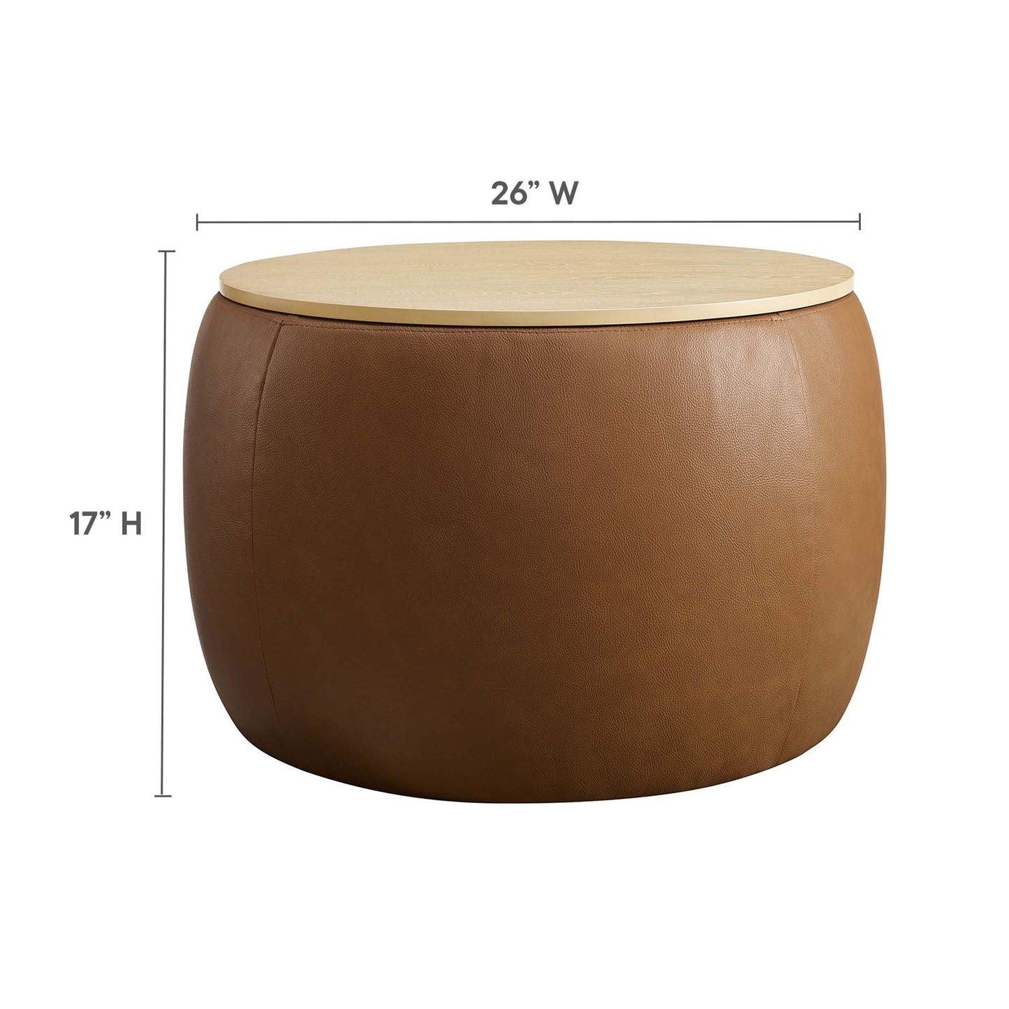 Perla Round Vegan Leather Storage Ottoman by Modway EEI-6687-TAN