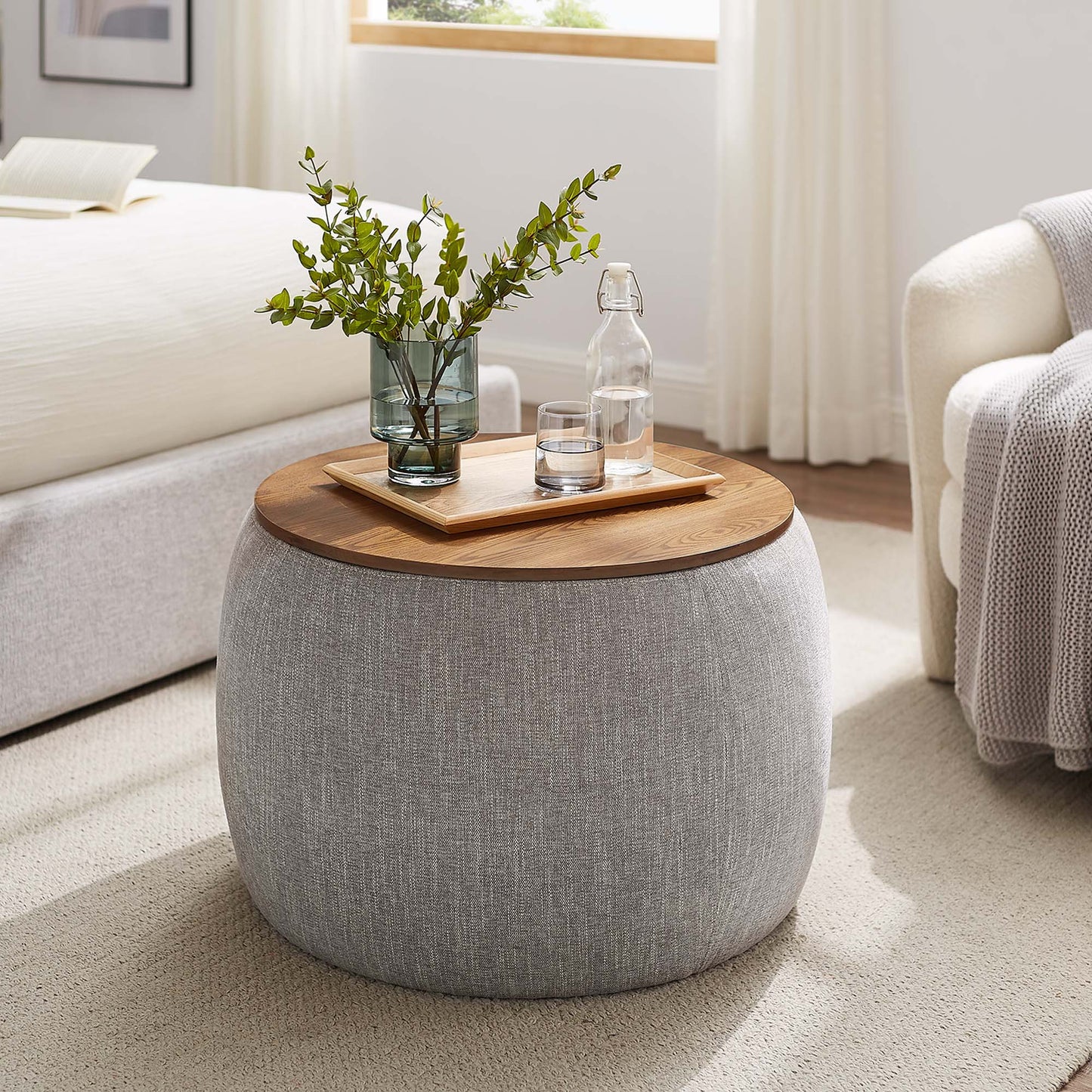 Perla Woven Heathered Fabric Upholstered Storage Ottoman by Modway EEI-6688-HEW