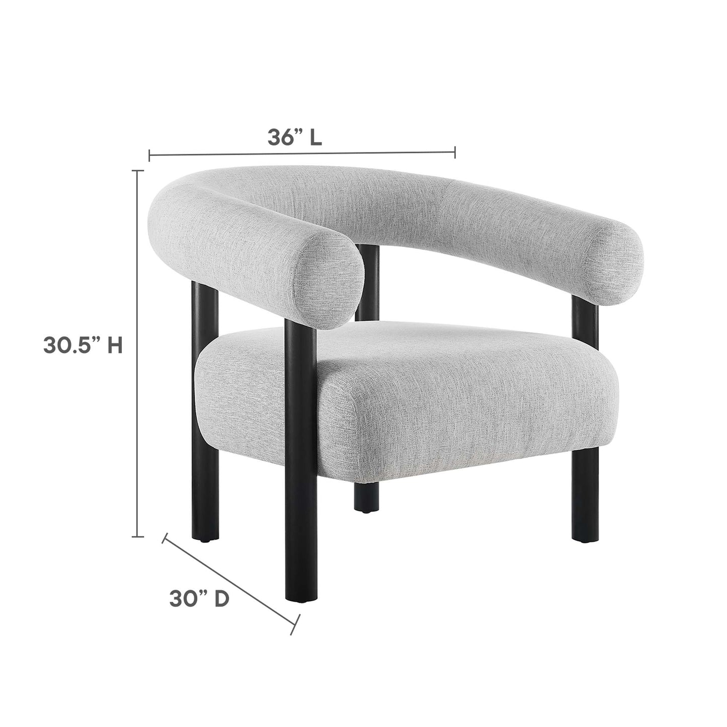 Sable Upholstered Fabric Armchair by Modway EEI-6689-LGR-BLK