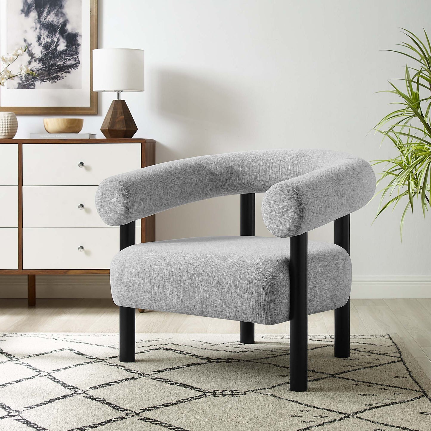 Sable Upholstered Fabric Armchair by Modway EEI-6689-LGR-BLK