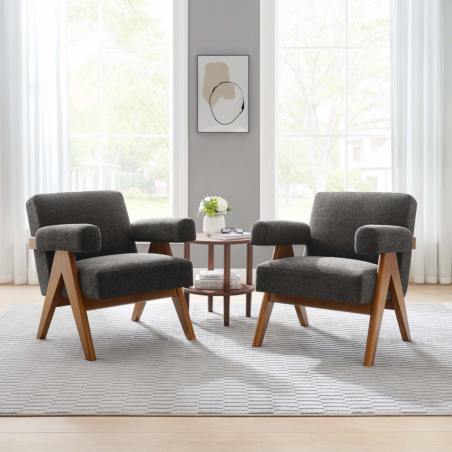 Lyra Fabric Armchair Set of 2 by Modway