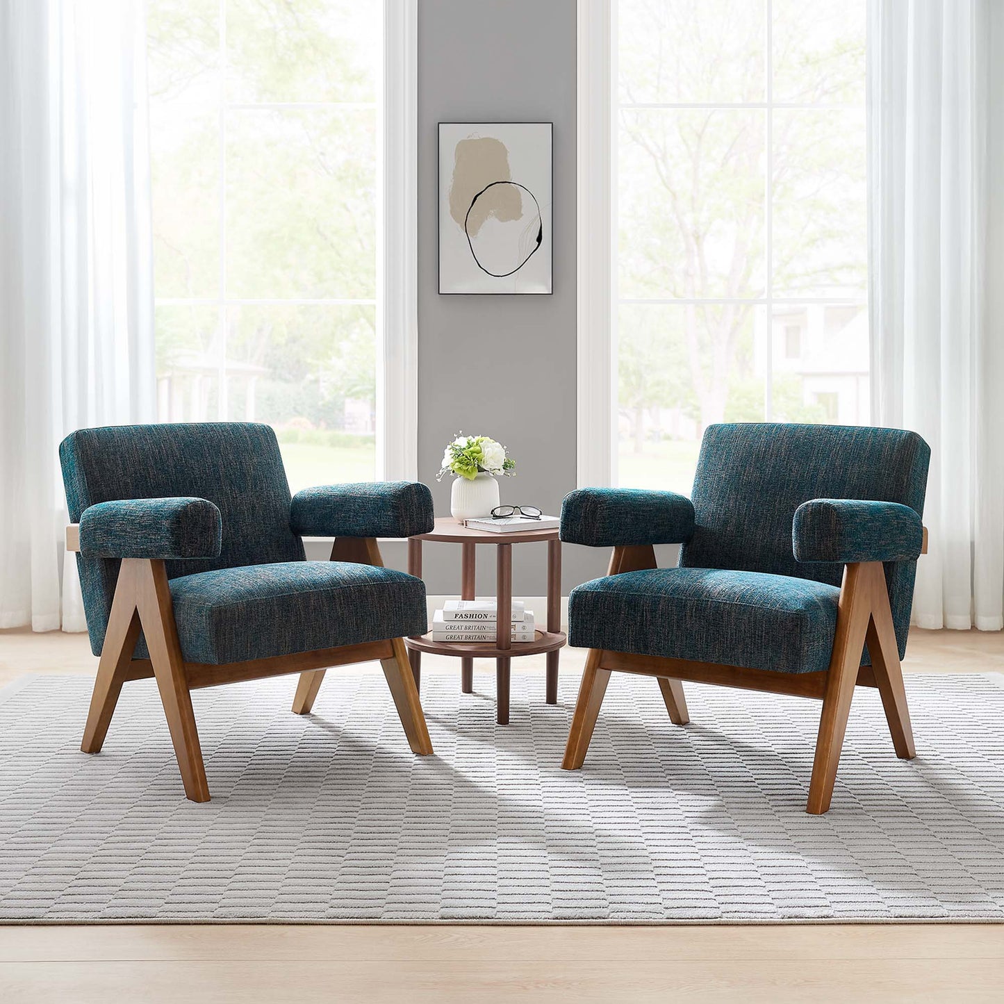 Lyra Fabric Armchair Set of 2 by Modway EEI-6704-HEA