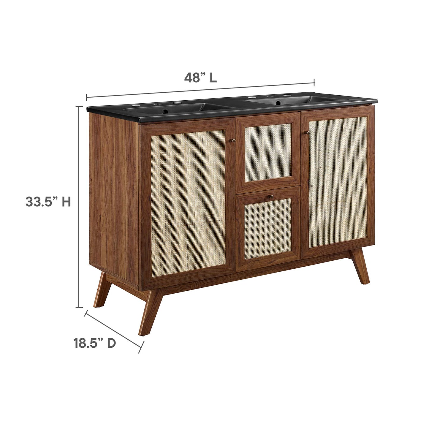 Soma 48” Double Sink Bathroom Vanity by Modway EEI-6722-WAL-BLK