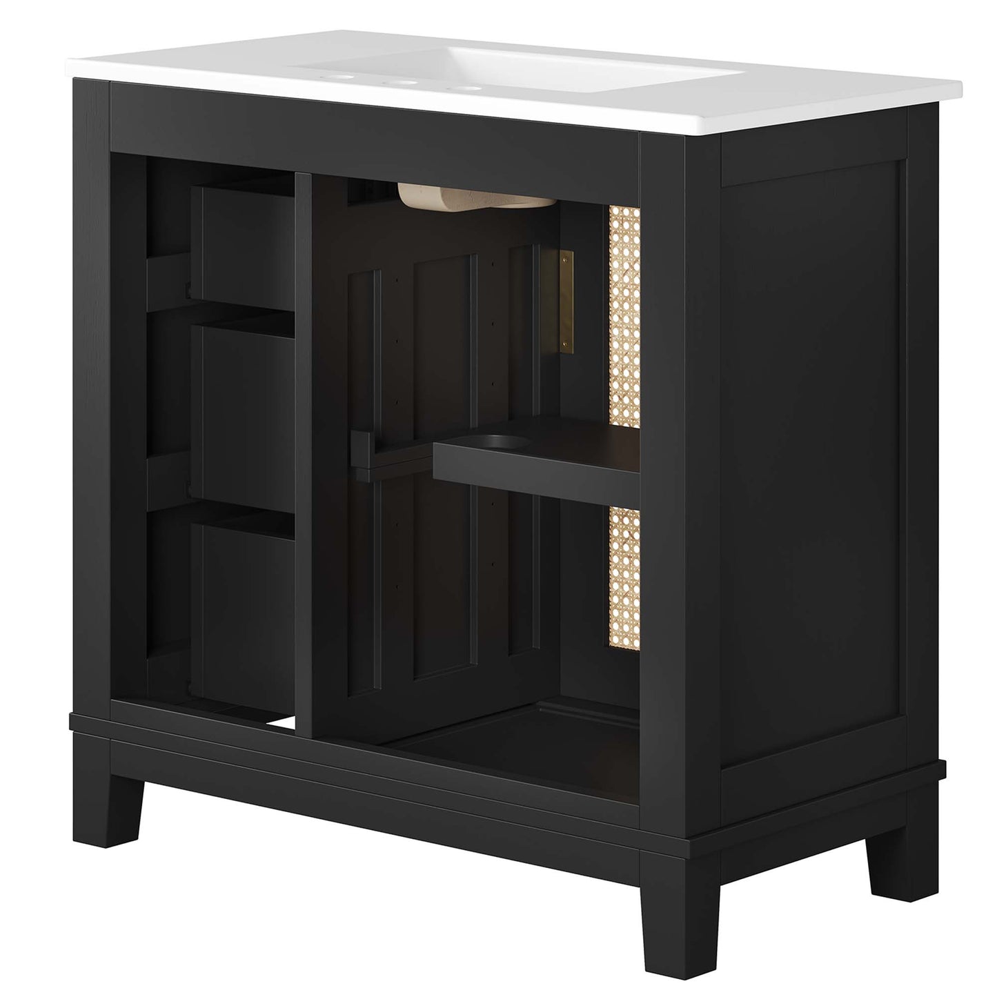 Dixie 36” Solid Wood Bathroom Vanity Cabinet by Modway EEI-6725-BLK-WHI