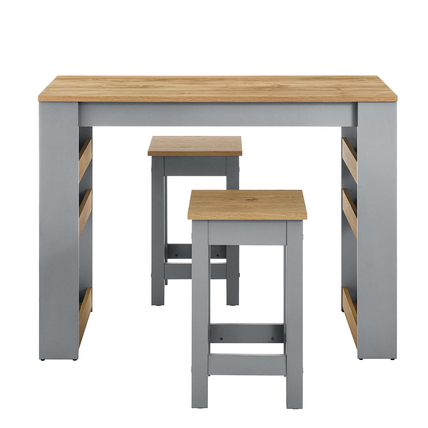 Galley 3-Piece Kitchen Island and Stool Set by Modway EEI-6730-OAK-GRY