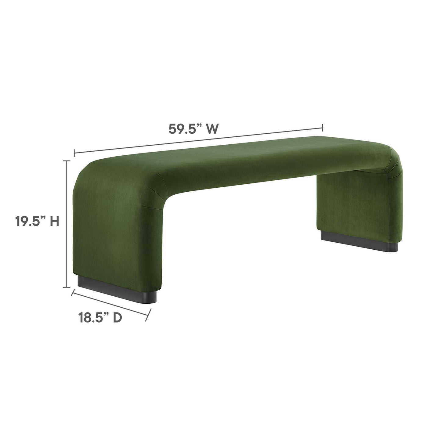 Koda Performance Velvet Waterfall Long Bench by Modway EEI-6734-BLK-MOS