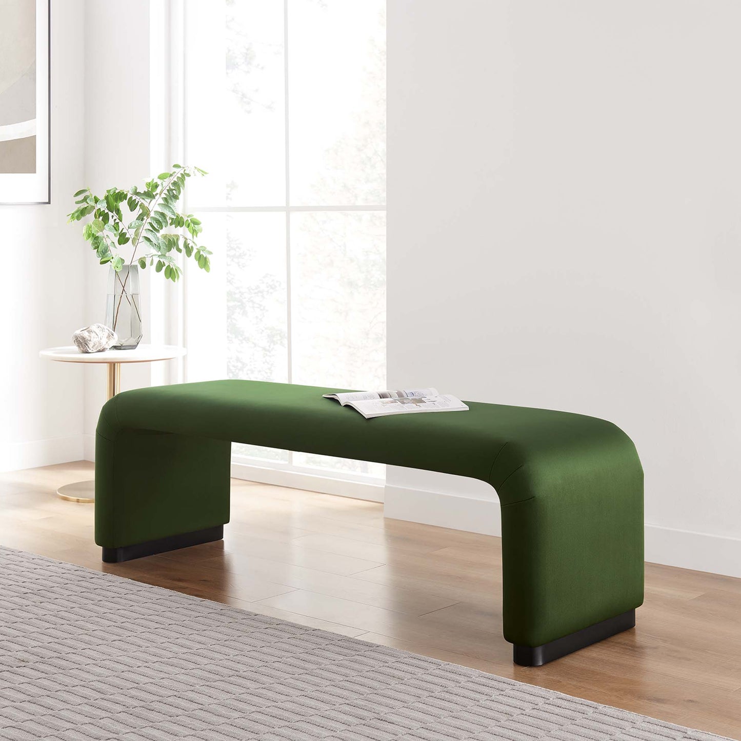 Koda Performance Velvet Waterfall Long Bench by Modway EEI-6734-BLK-MOS