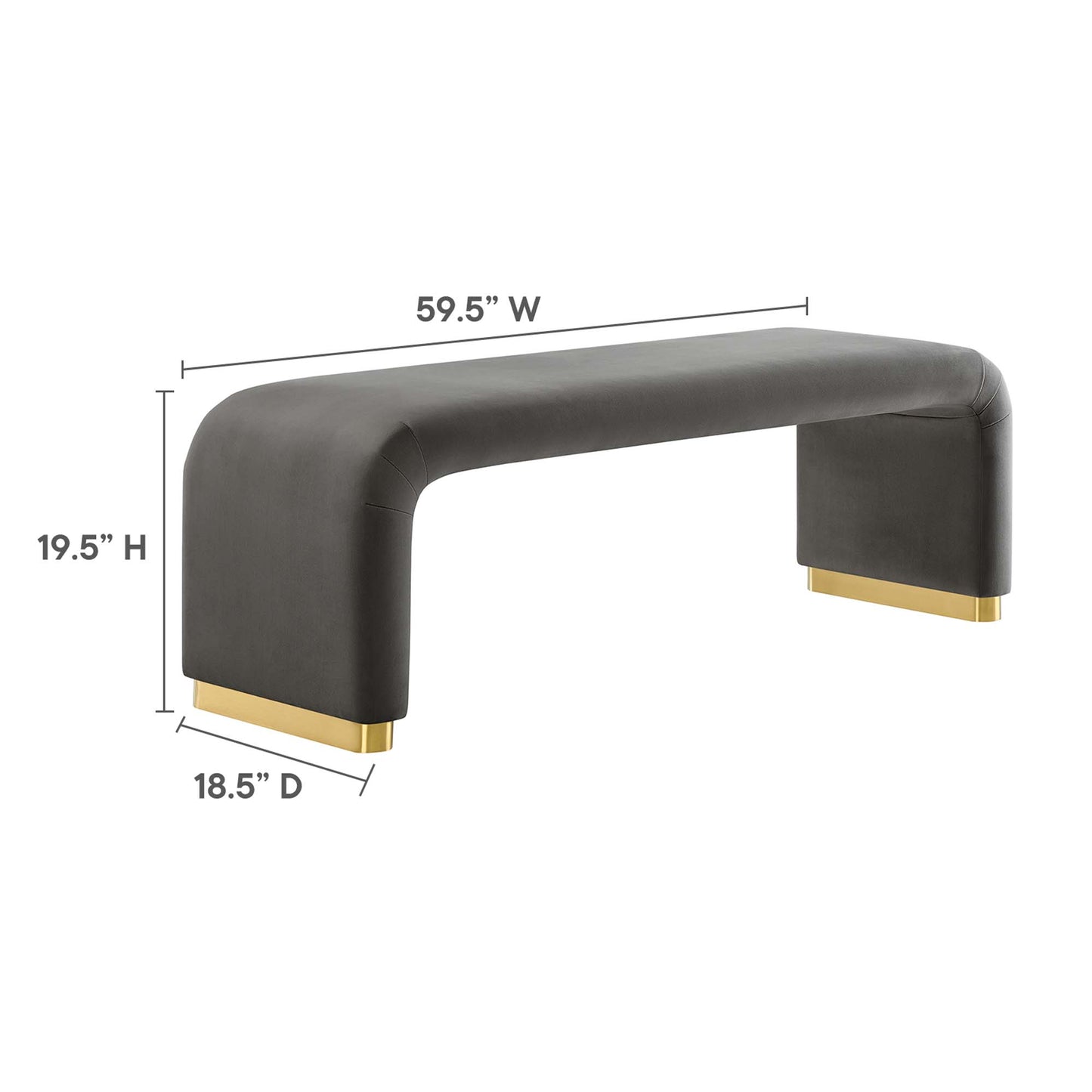 Koda Performance Velvet Waterfall Long Bench by Modway EEI-6734-BRA-STG