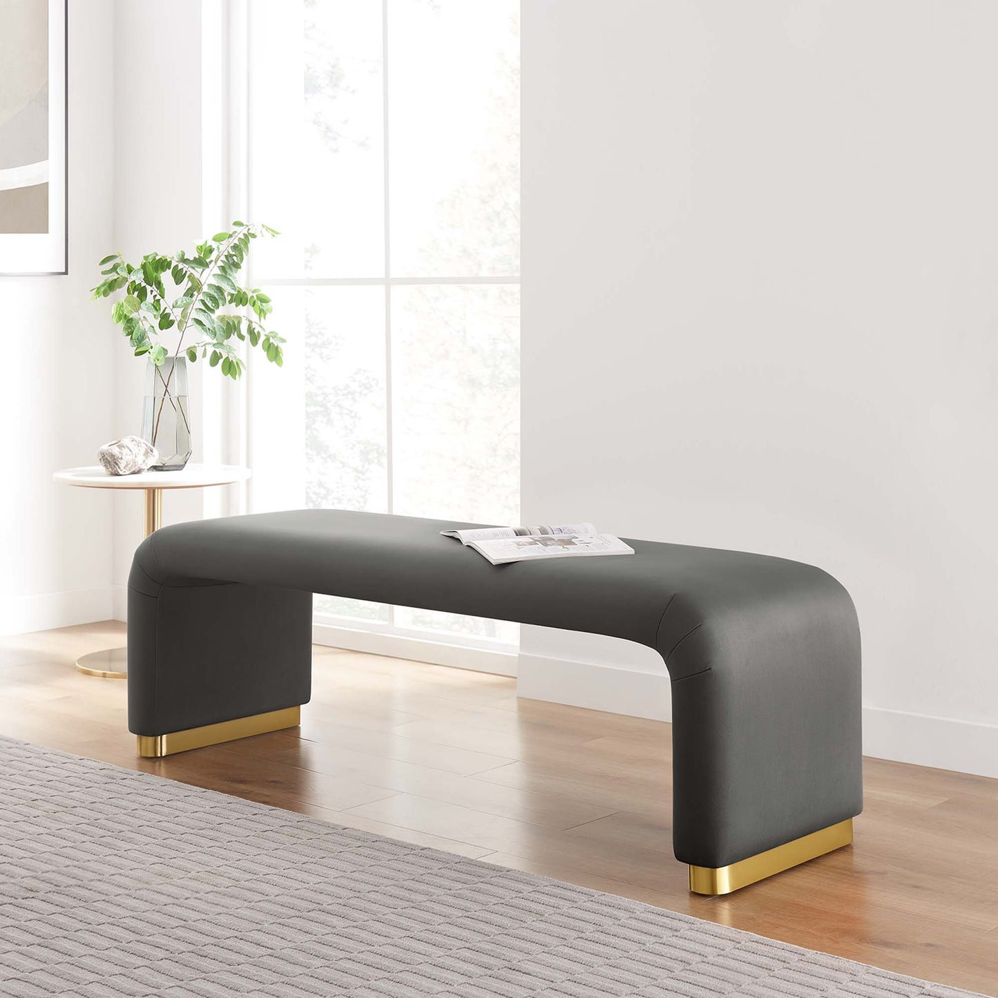 Koda Performance Velvet Waterfall Long Bench by Modway EEI-6734-BRA-STG