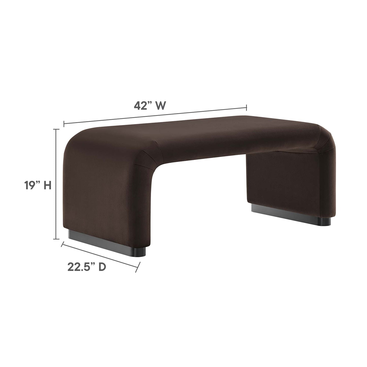 Koda Performance Velvet Waterfall Ottoman by Modway EEI-6735-BLK-CHB